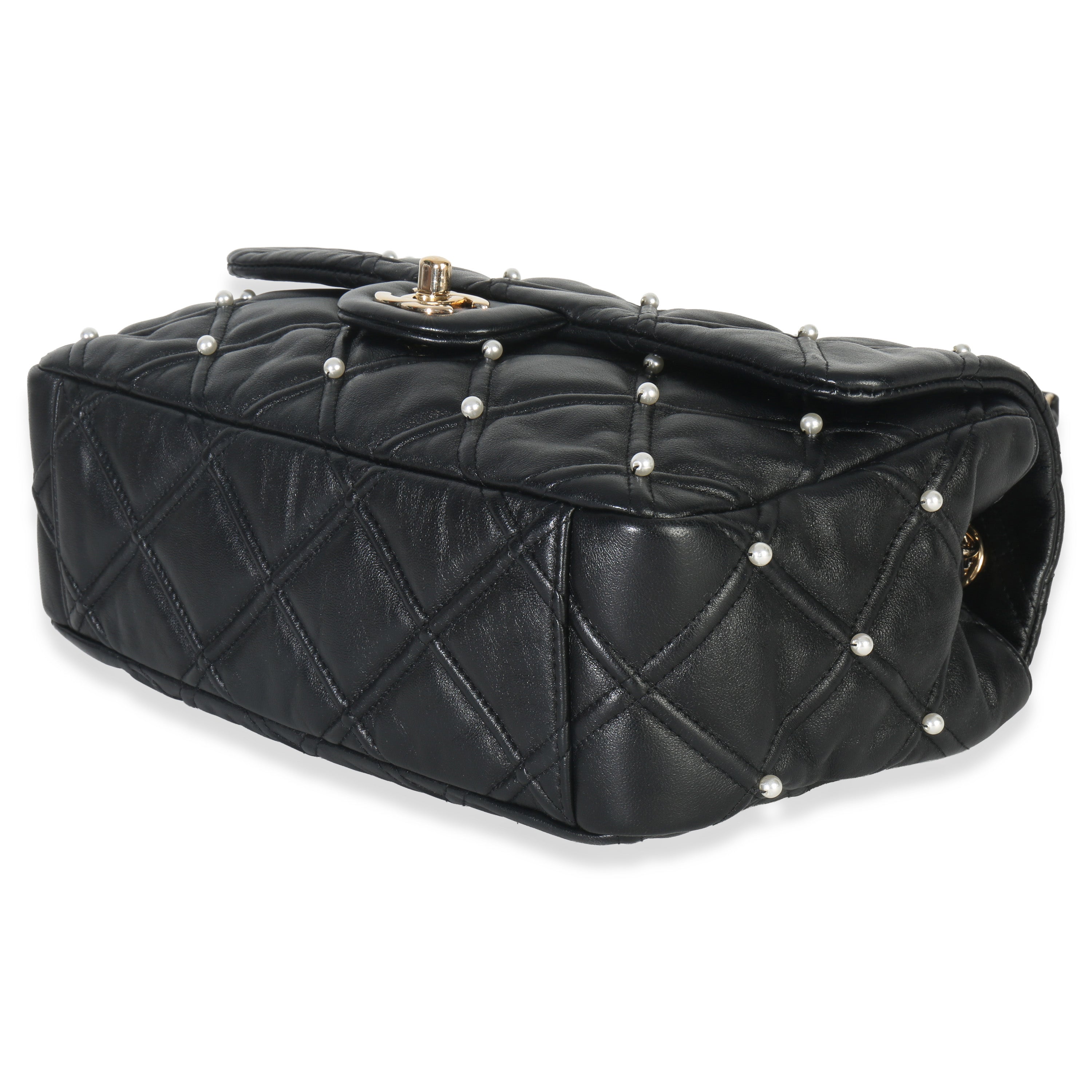 Chanel Black Pearl Studded Lambskin Medium CC Flap Bag