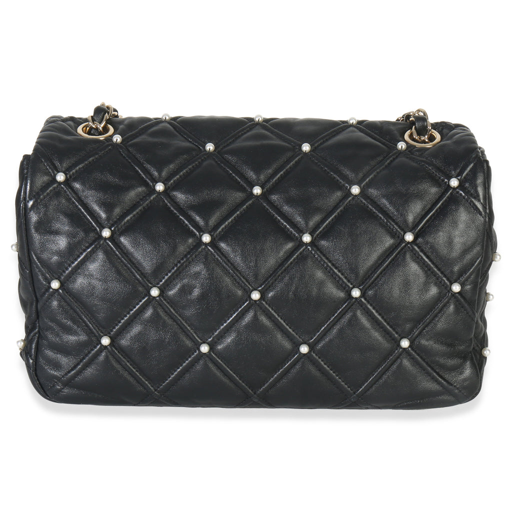 Chanel Black Pearl Studded Lambskin Medium CC Flap Bag