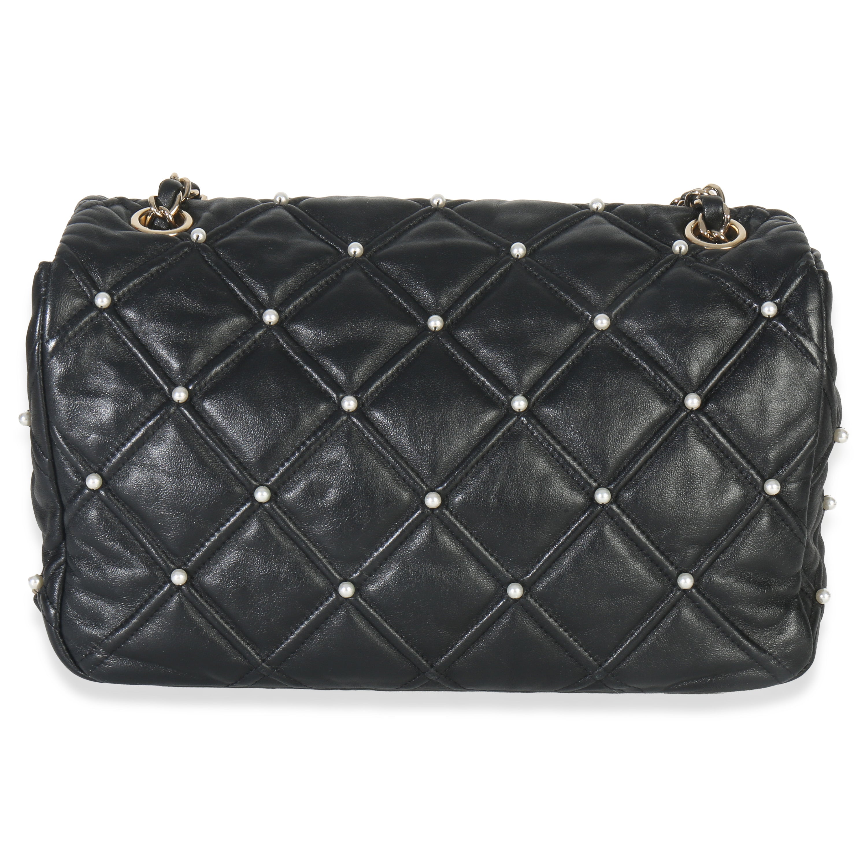 Chanel Black Pearl Studded Lambskin Medium CC Flap Bag