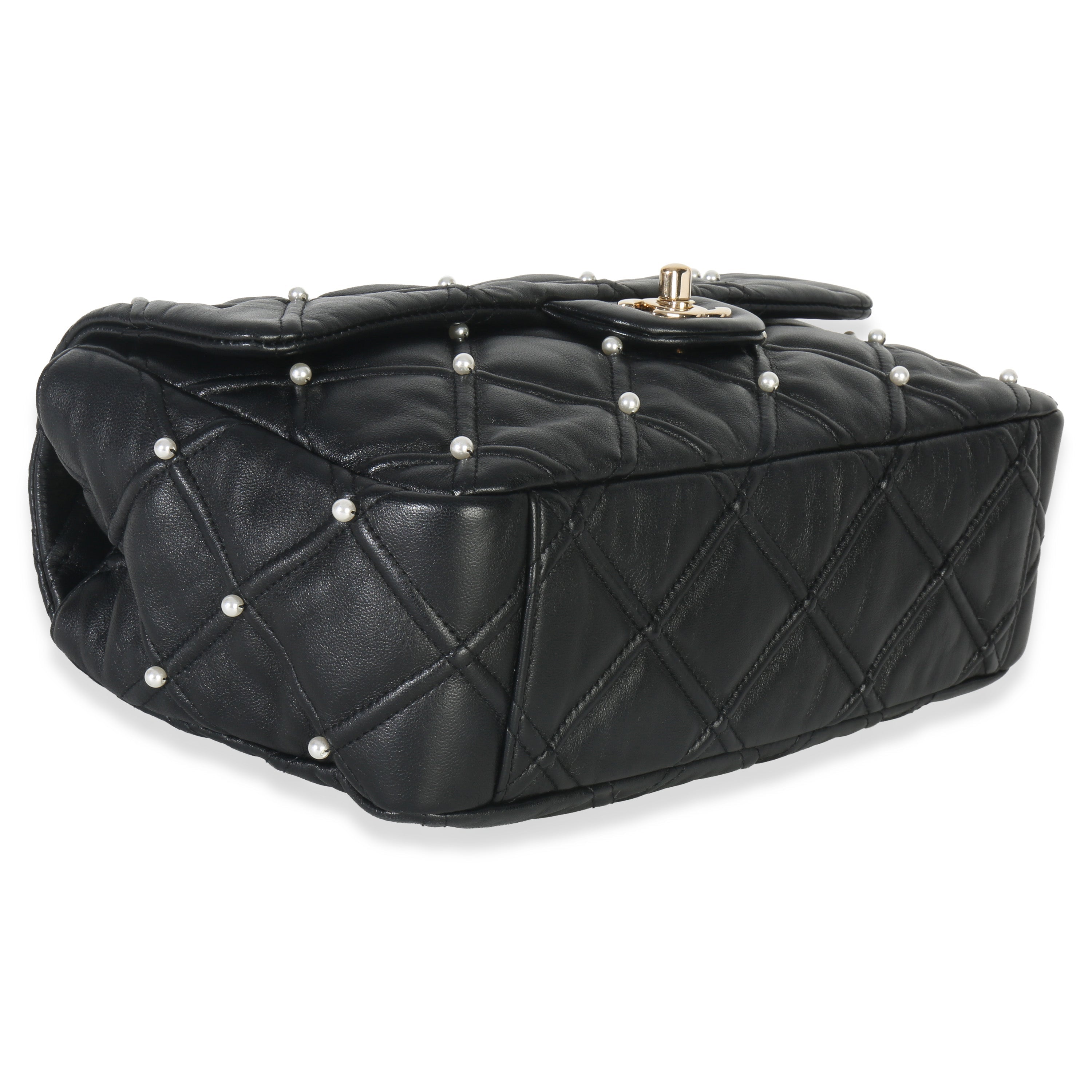 Chanel Black Pearl Studded Lambskin Medium CC Flap Bag