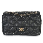 Chanel Black Pearl Studded Lambskin Medium CC Flap Bag