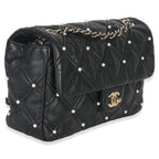 Chanel Black Pearl Studded Lambskin Medium CC Flap Bag