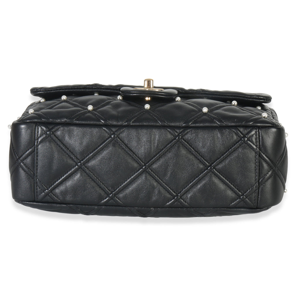 Chanel Black Pearl Studded Lambskin Medium CC Flap Bag