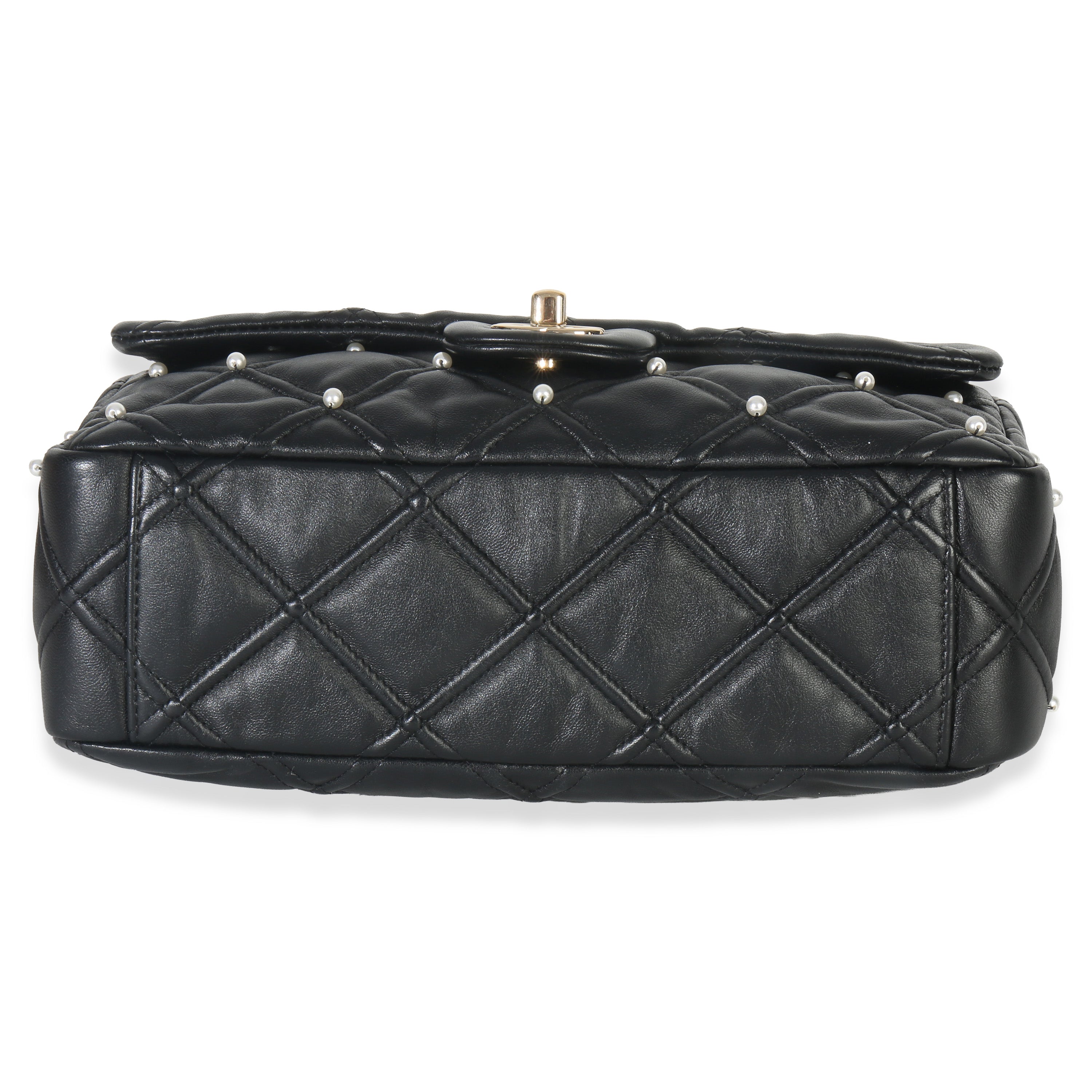 Chanel Black Pearl Studded Lambskin Medium CC Flap Bag