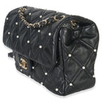 Chanel Black Pearl Studded Lambskin Medium CC Flap Bag