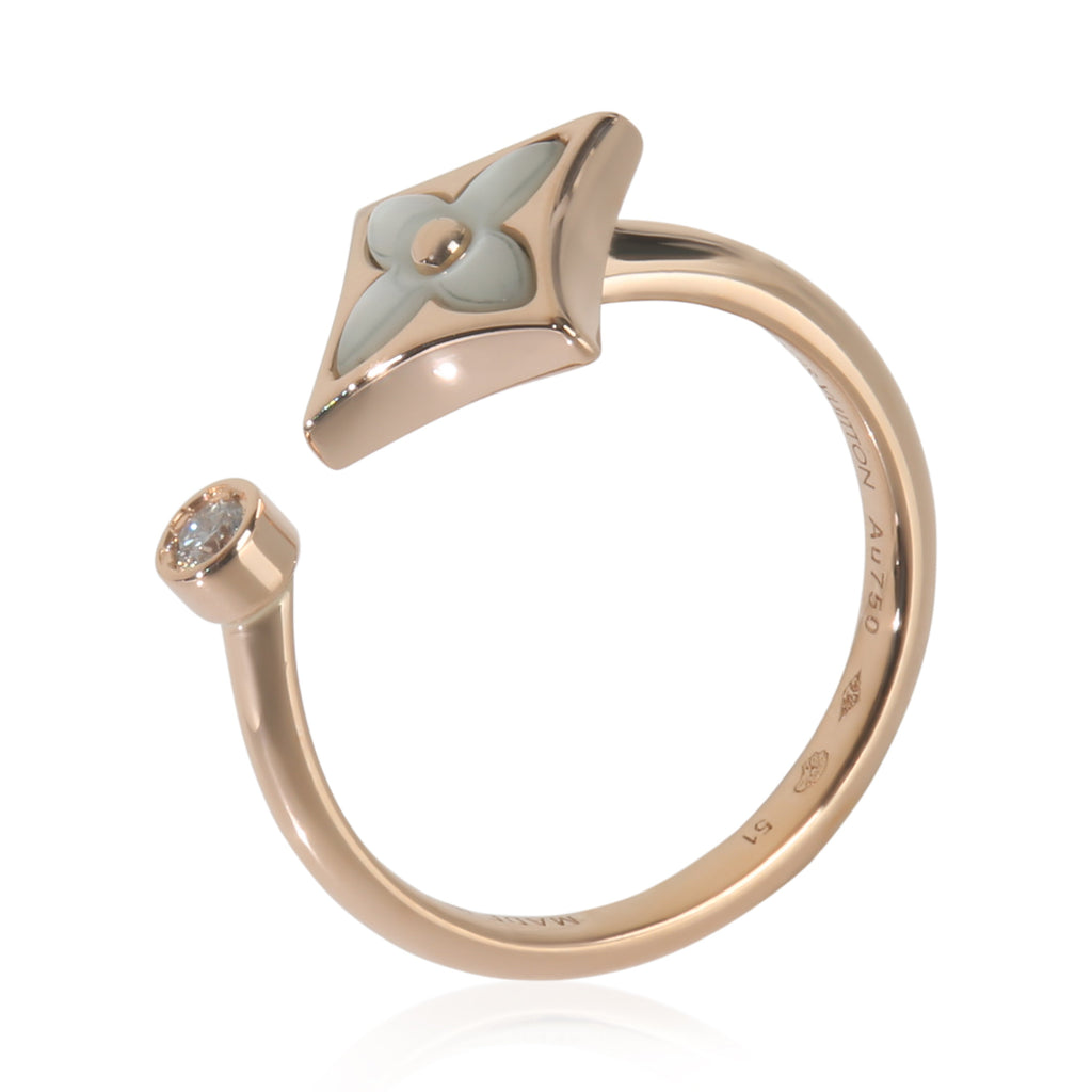 Louis Vuitton Rose Gold Mother Of Pearl and Diamond Color Blossom Ring