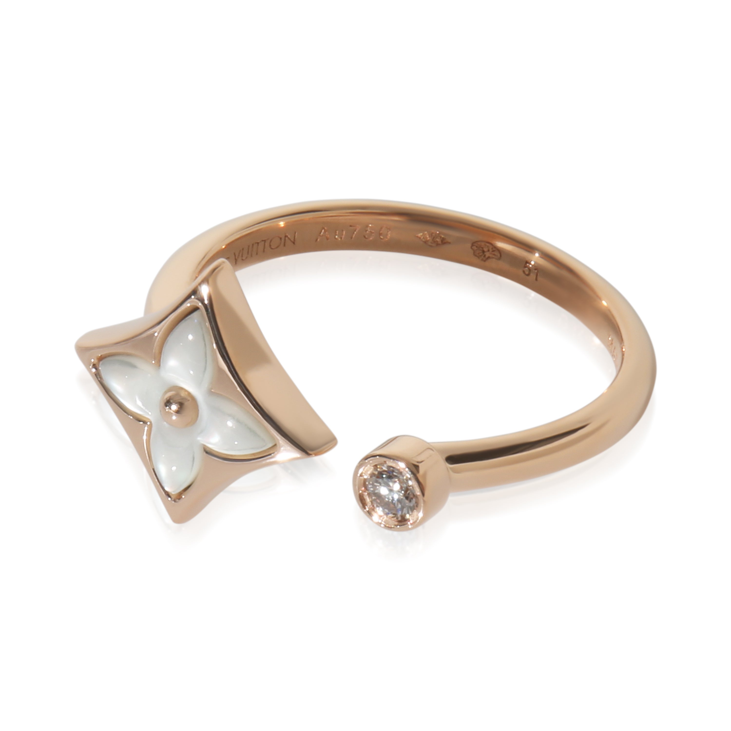 Louis Vuitton Rose Gold Mother Of Pearl and Diamond Color Blossom Ring