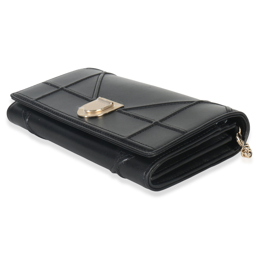 Christian Dior Black Calfskin Diorama Croisiere Chain Wallet