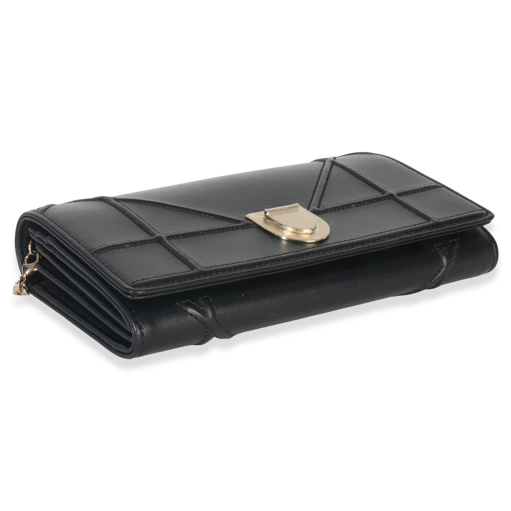 Christian Dior Black Calfskin Diorama Croisiere Chain Wallet