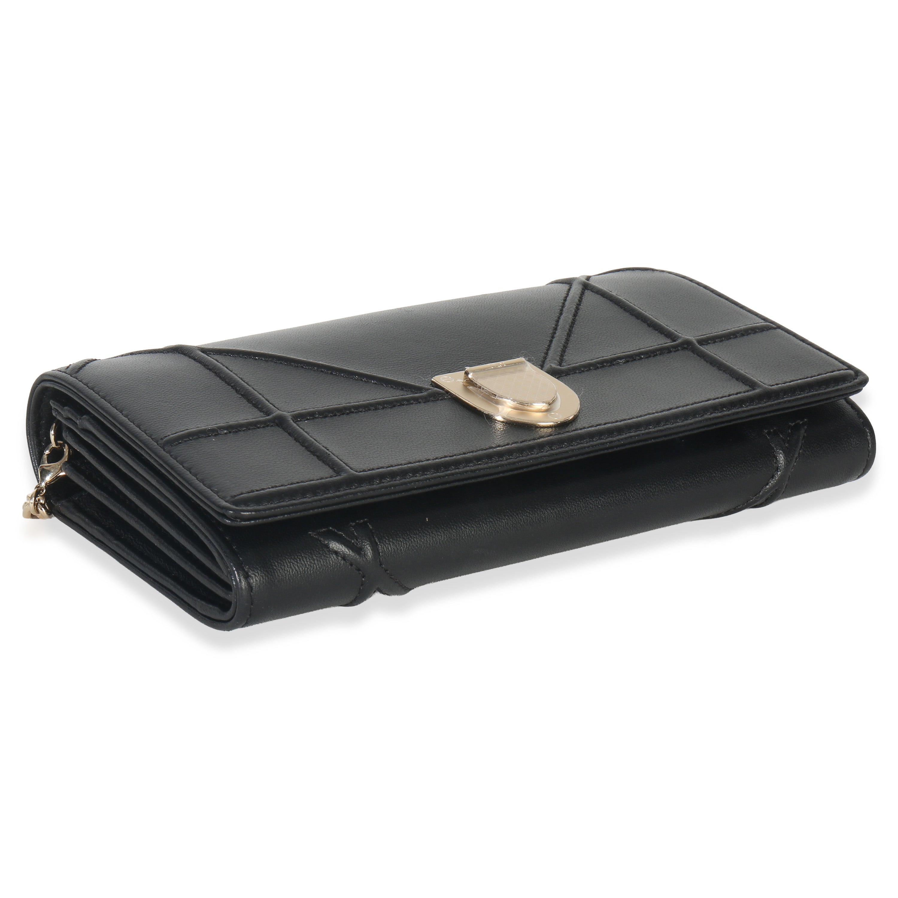 Christian Dior Black Calfskin Diorama Croisiere Chain Wallet