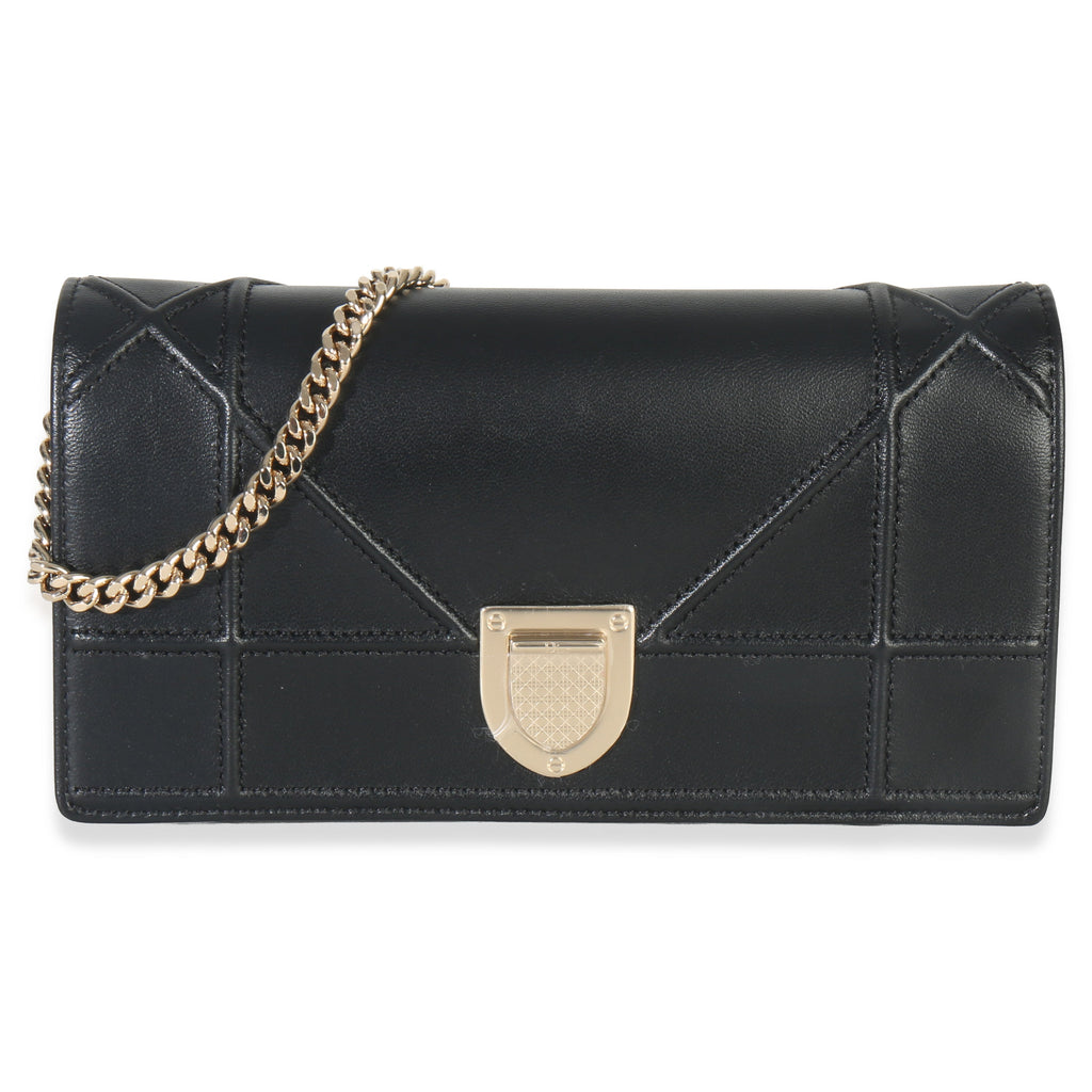 Christian Dior Black Calfskin Diorama Croisiere Chain Wallet
