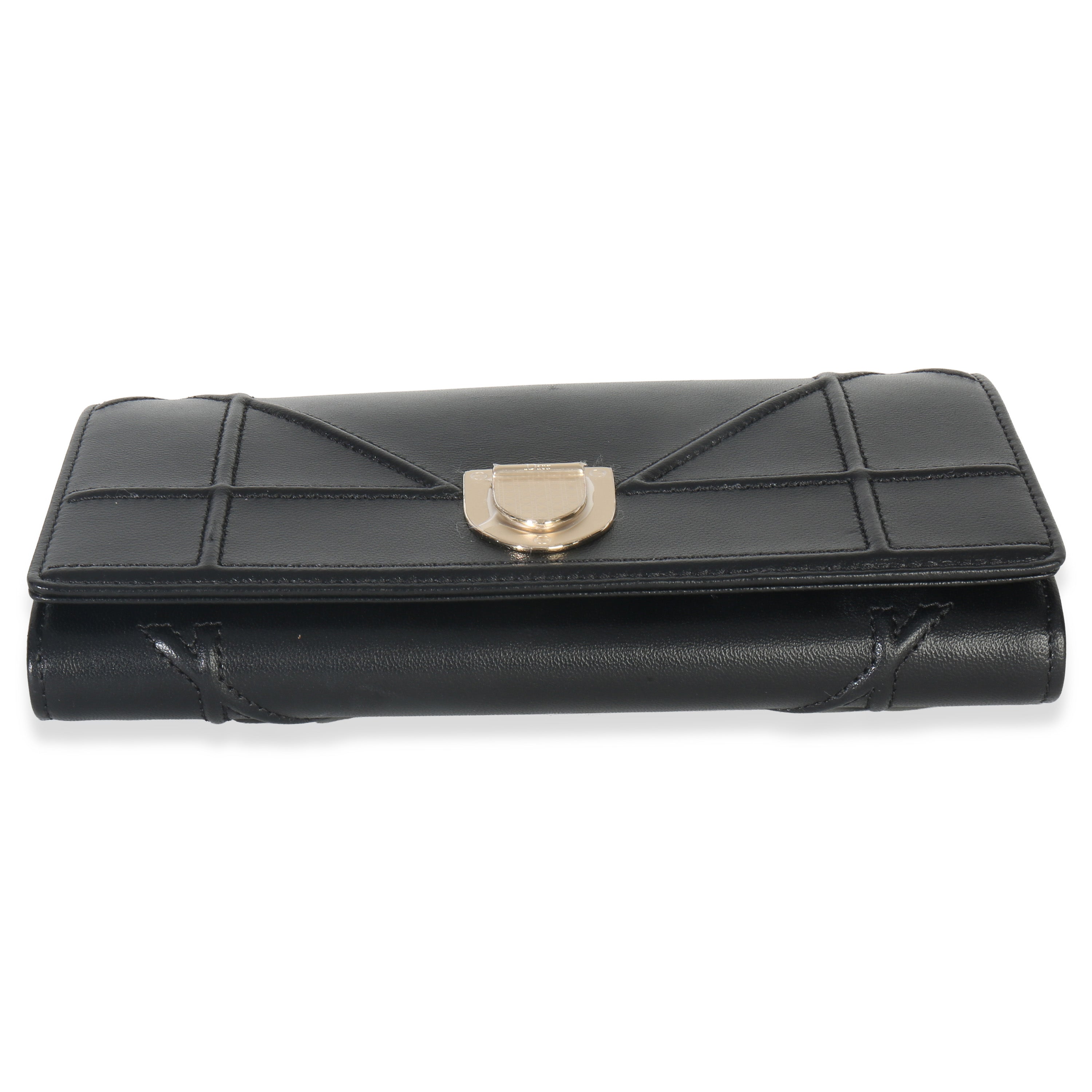 Christian Dior Black Calfskin Diorama Croisiere Chain Wallet