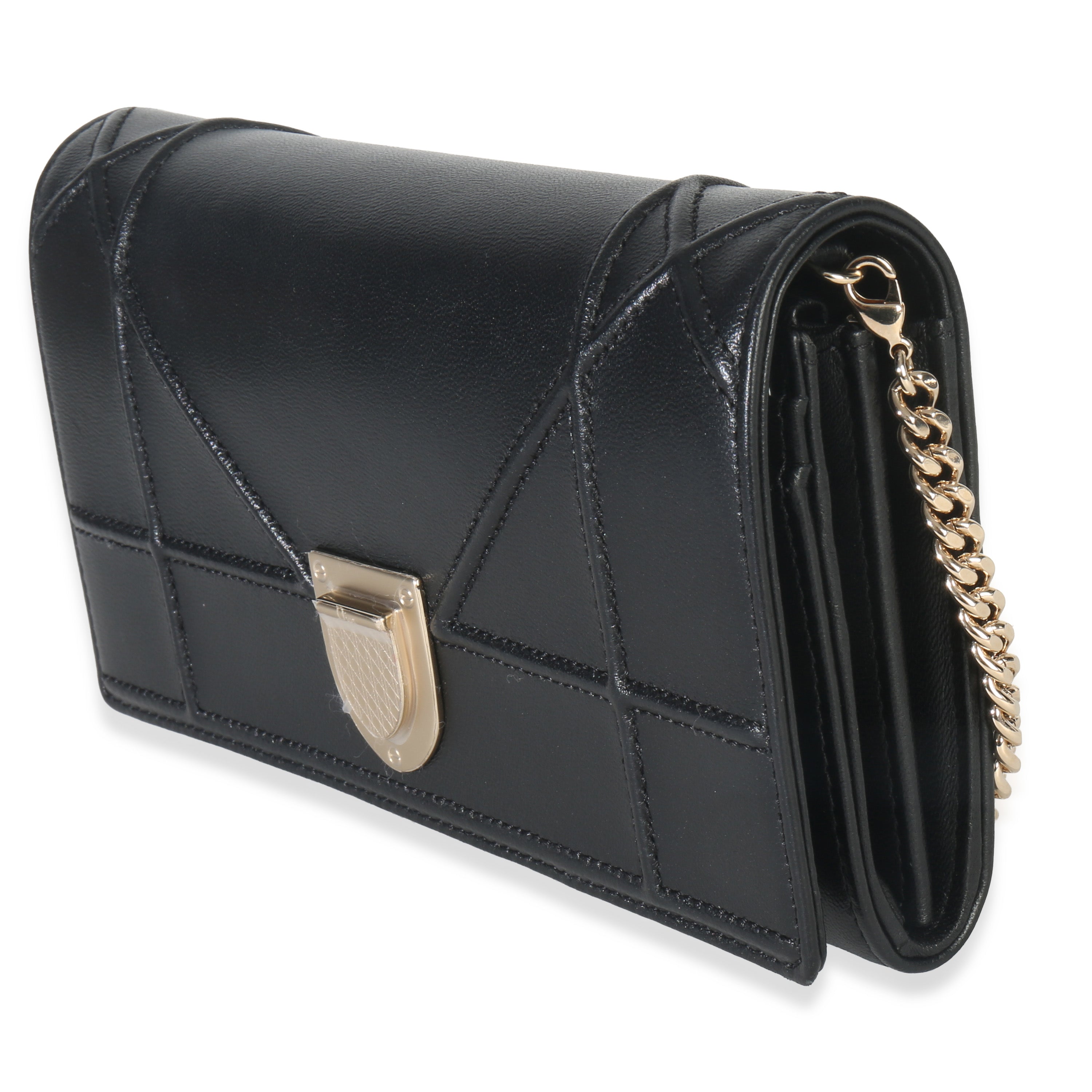Christian Dior Black Calfskin Diorama Croisiere Chain Wallet
