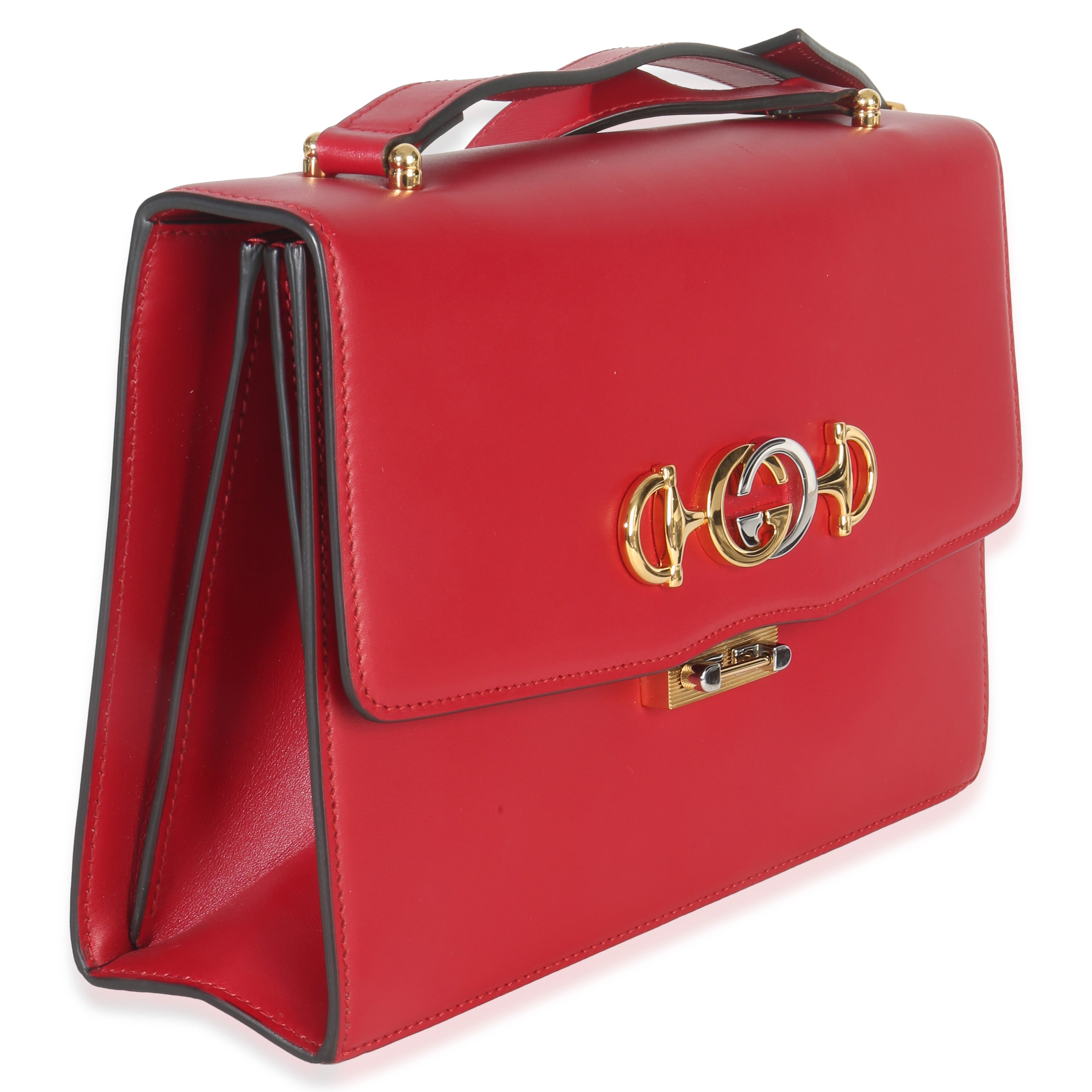 Gucci Red Smooth Calfskin Small Zumi Shoulder Flap Bag