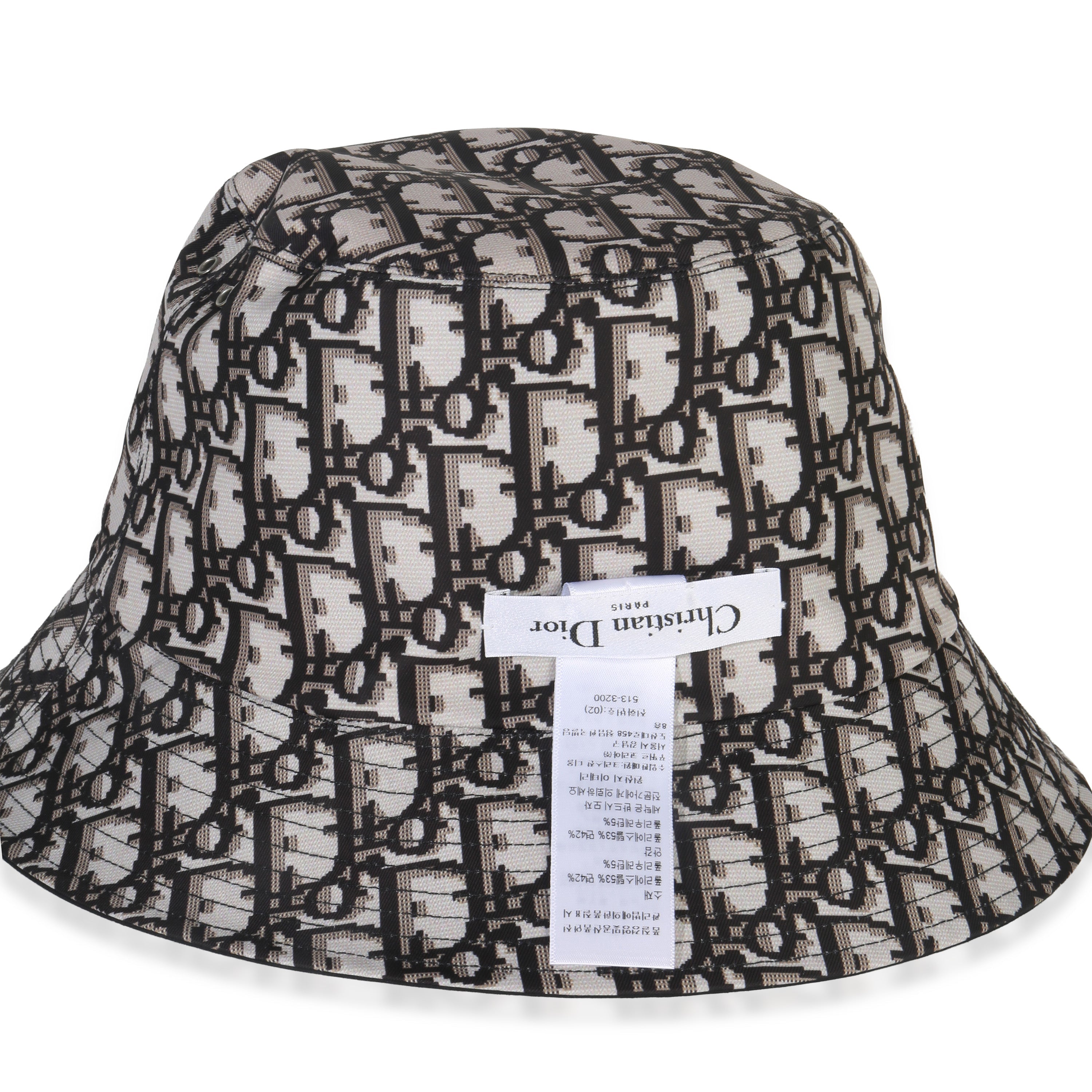Christian Dior Black Nylon Reversible Teddy Bucket Hat 56