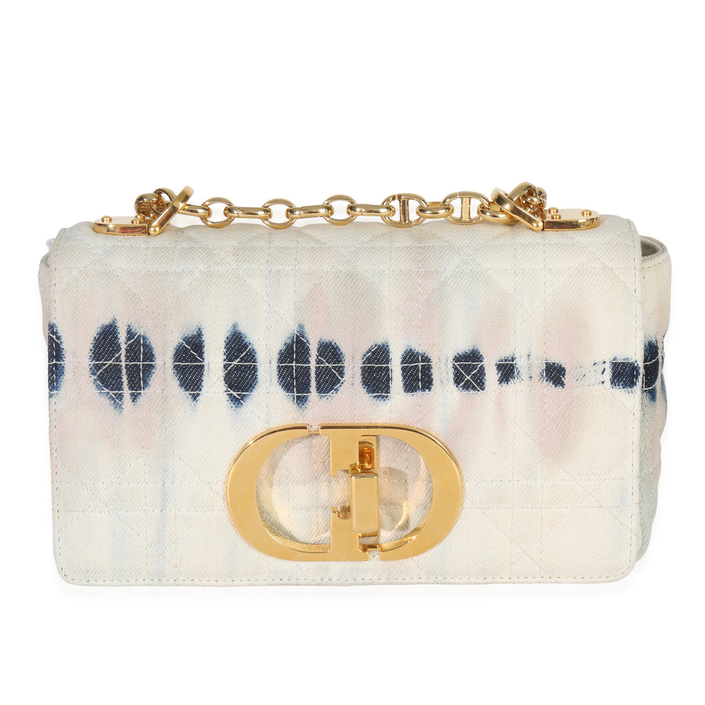 Christian Dior Multicolor Tie Dye Denim Cannage Small Caro Chain Bag