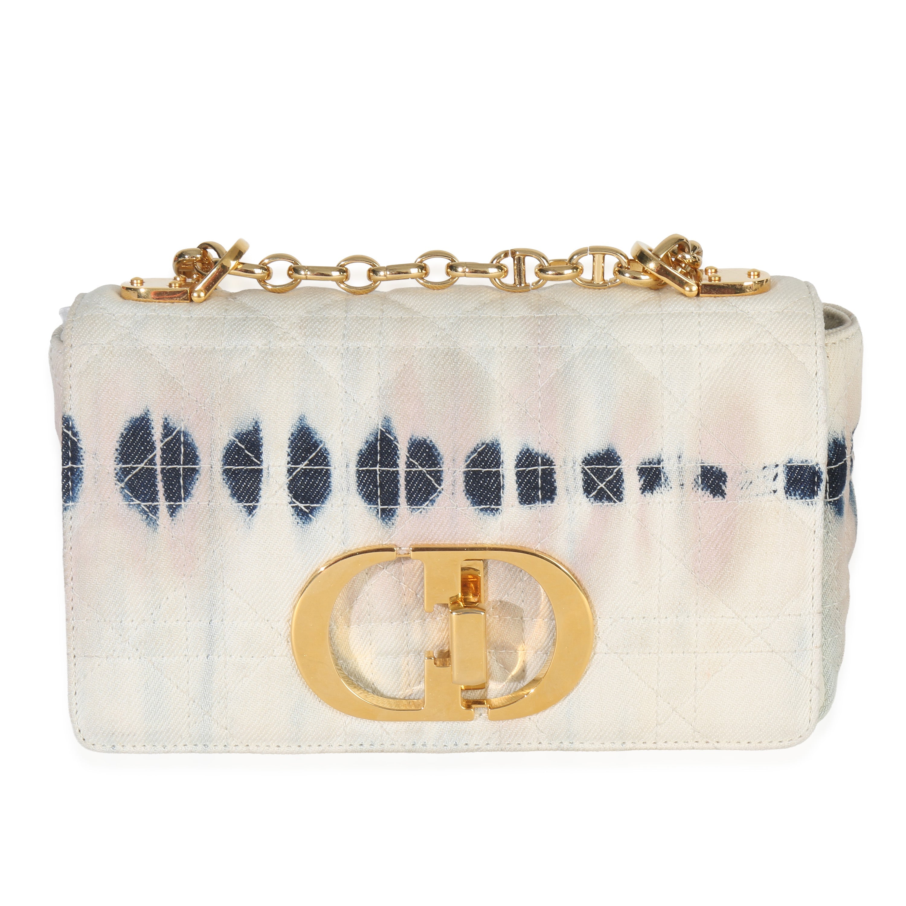 Christian Dior Multicolor Tie Dye Denim Cannage Small Caro Chain Bag