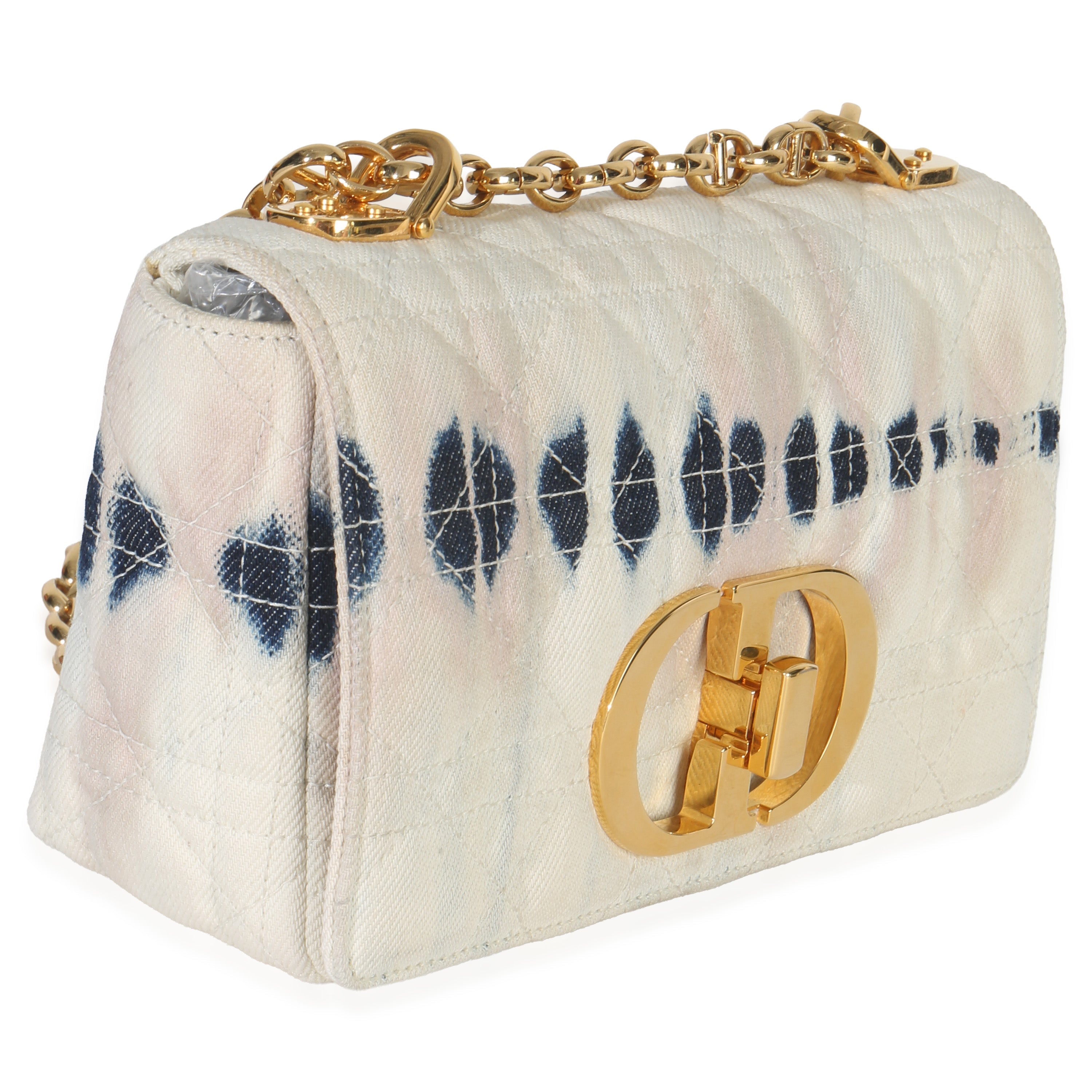 Christian Dior Multicolor Tie Dye Denim Cannage Small Caro Chain Bag