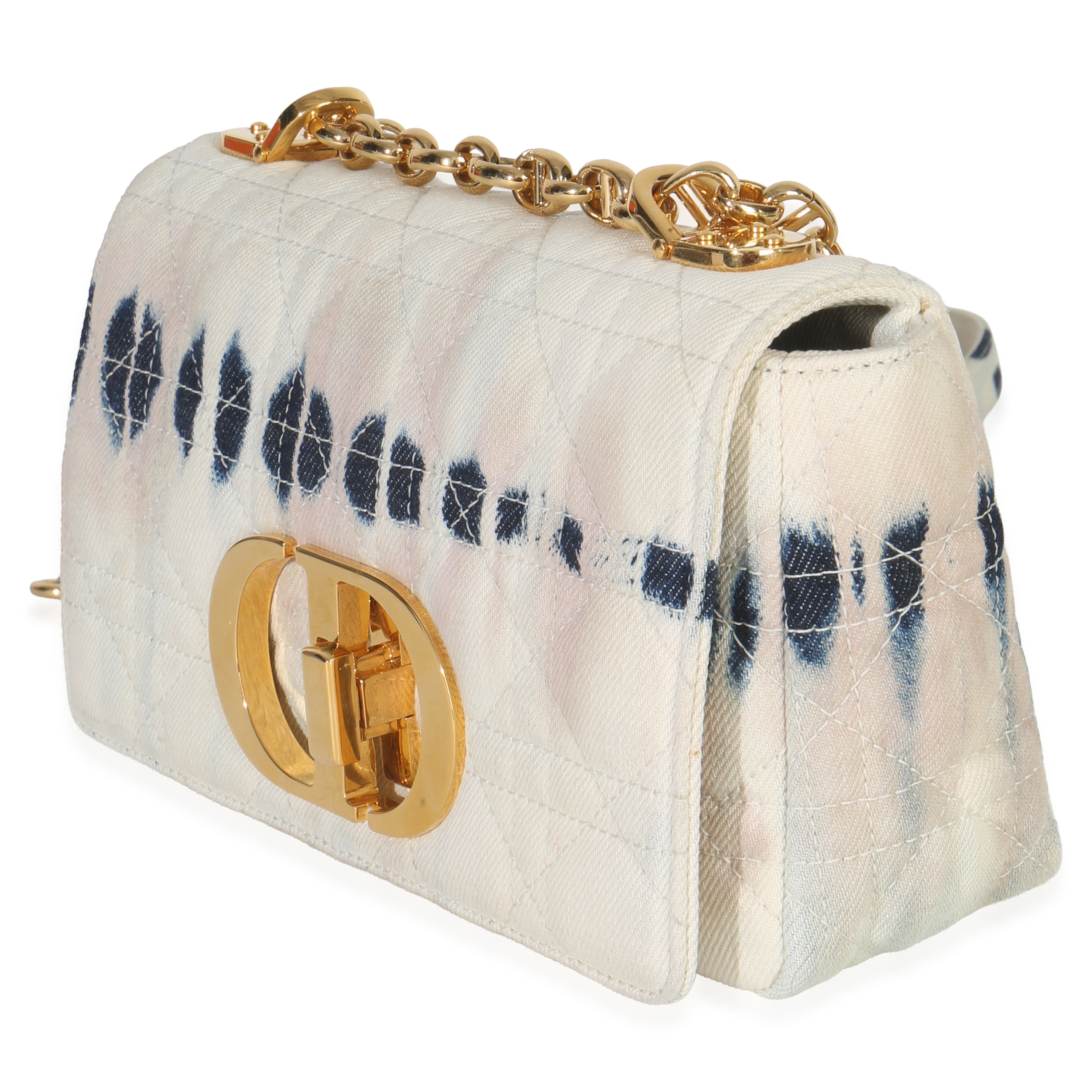 Christian Dior Multicolor Tie Dye Denim Cannage Small Caro Chain Bag