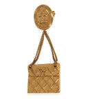 Chanel Gold-Plated  Vintage Matelasse Bag Brooch