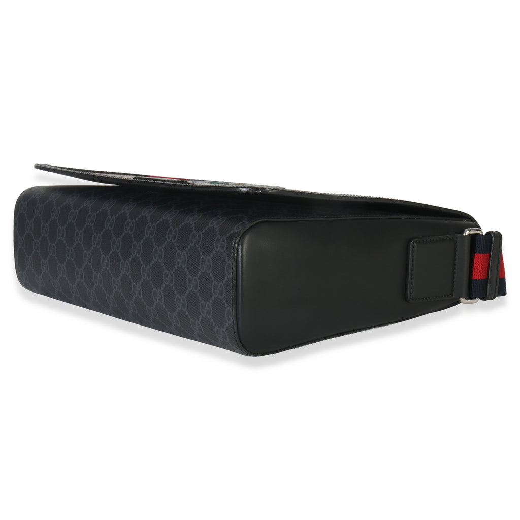 Gucci Black GG Supreme Canvas Night Courrier Flap Messenger Bag