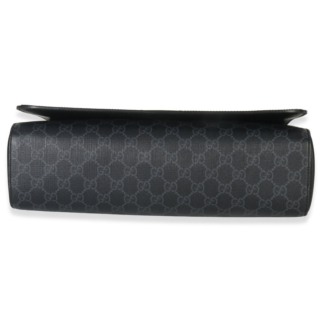 Gucci Black GG Supreme Canvas Night Courrier Flap Messenger Bag