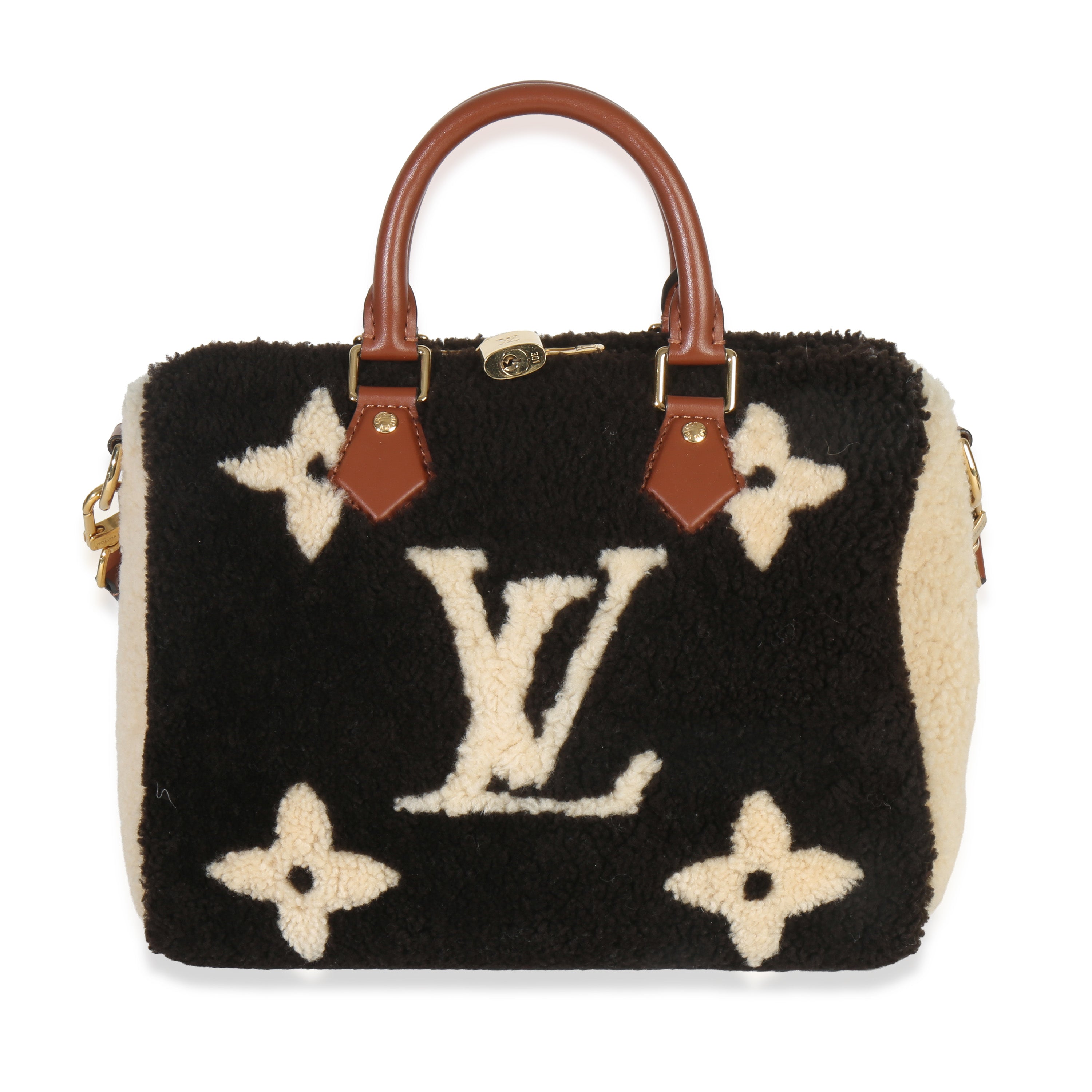 Louis Vuitton Black Monogram Teddy Fleece Speedy Bandouliere 25