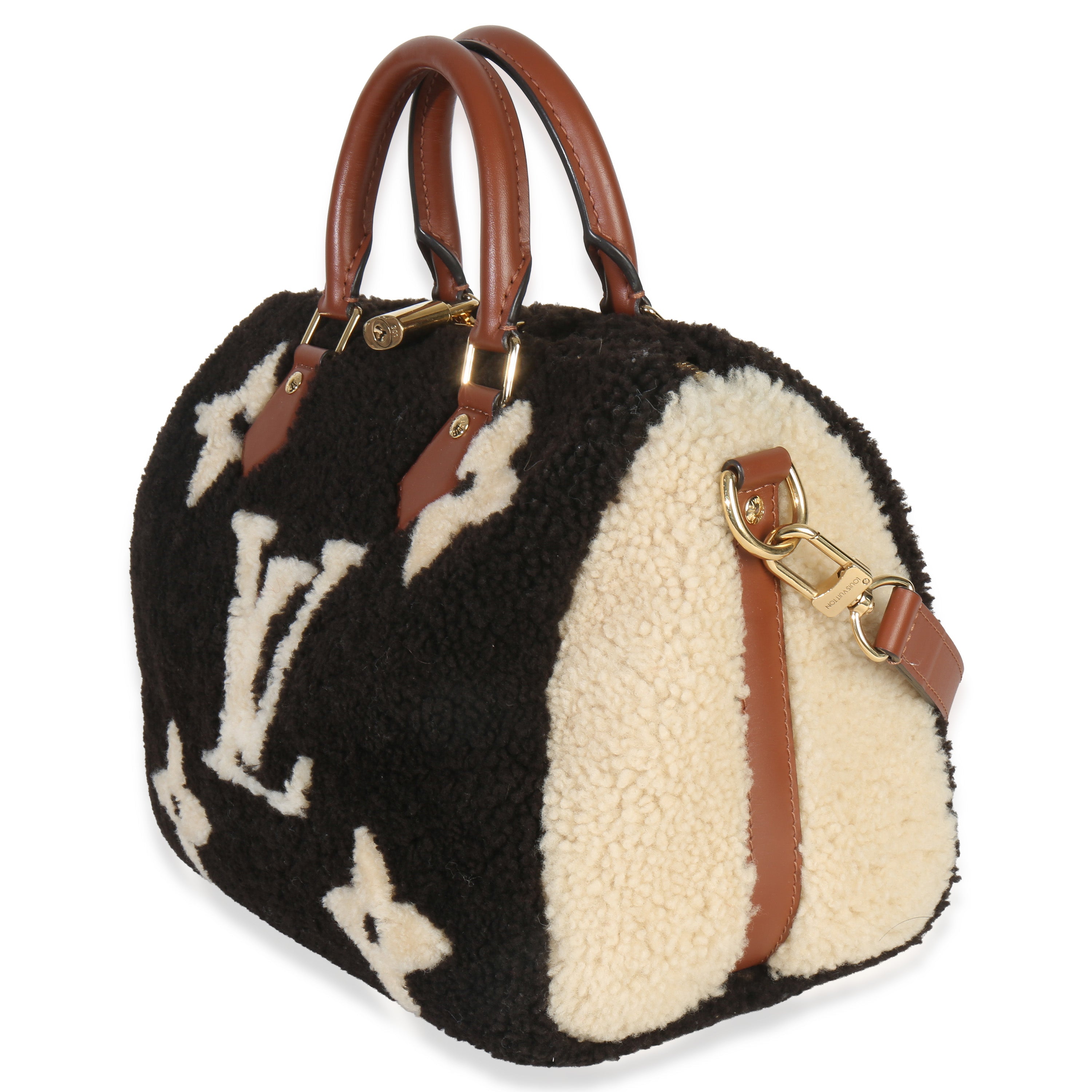 Louis Vuitton Black Monogram Teddy Fleece Speedy Bandouliere 25