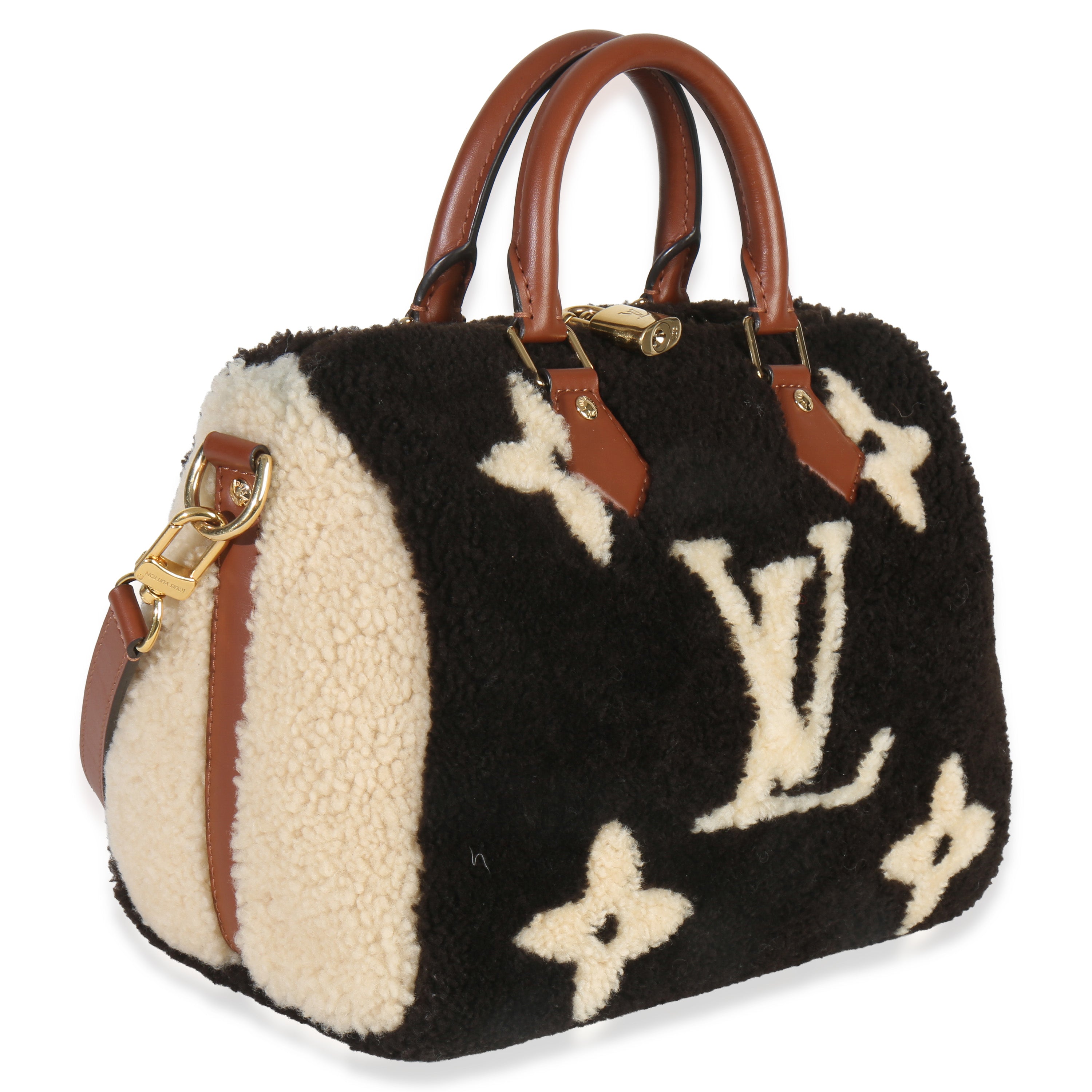 Louis Vuitton Black Monogram Teddy Fleece Speedy Bandouliere 25