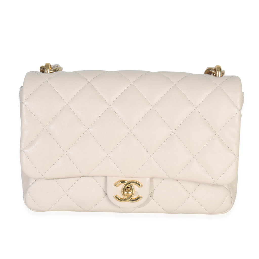 Chanel Beige Quilted Lambskin Large Funky Town Flap Bag