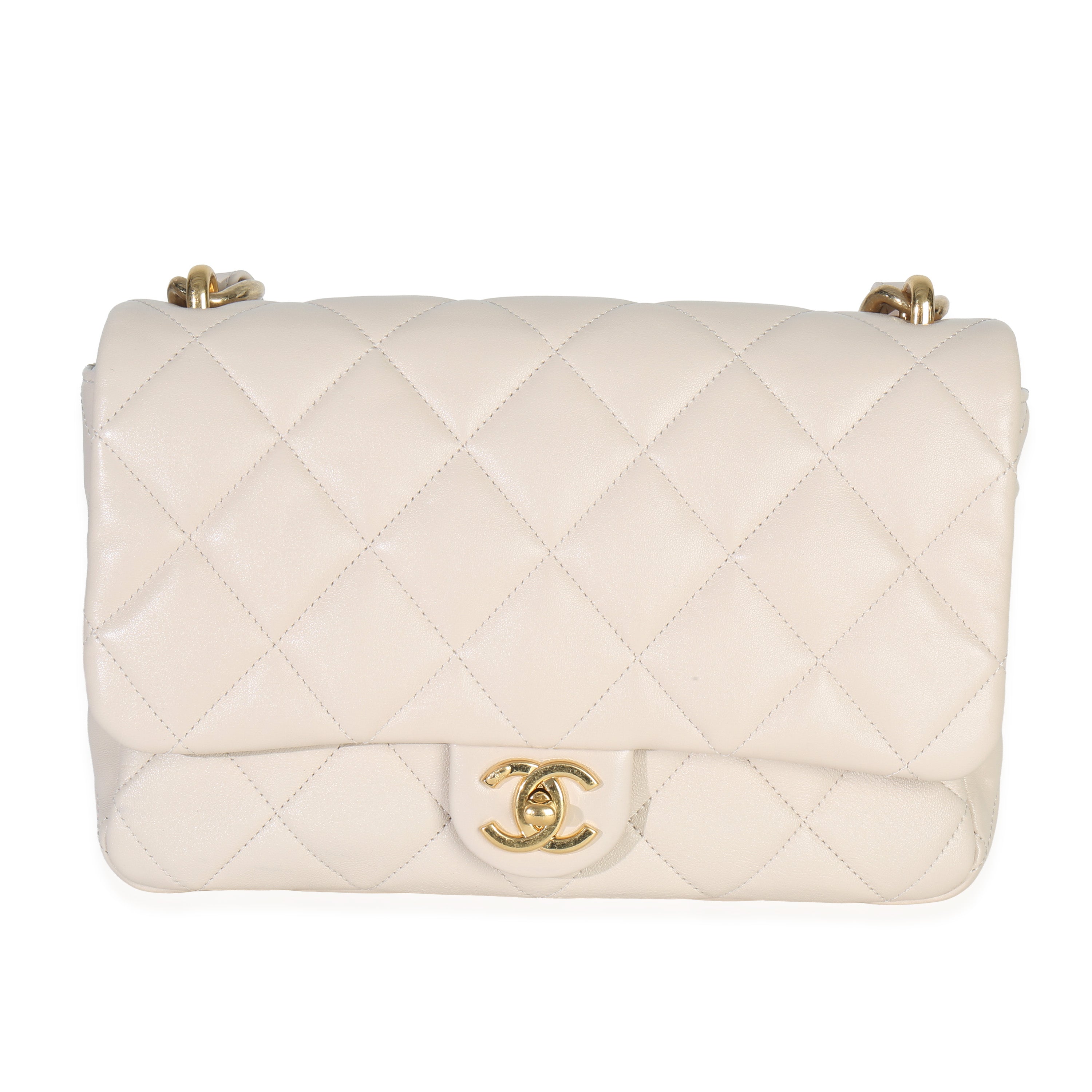 Chanel Beige Quilted Lambskin Large Funky Town Flap Bag