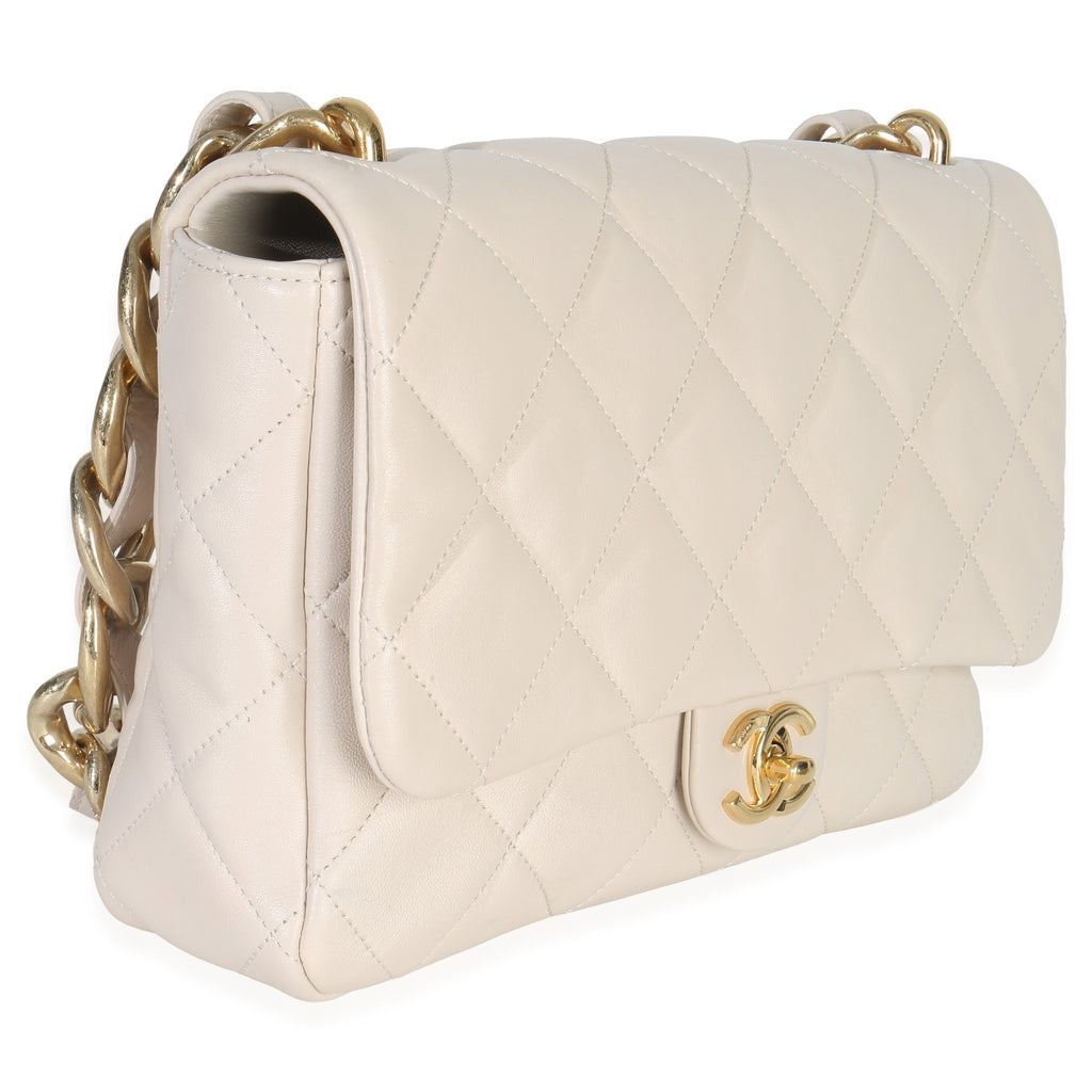 Chanel Beige Quilted Lambskin Large Funky Town Flap Bag