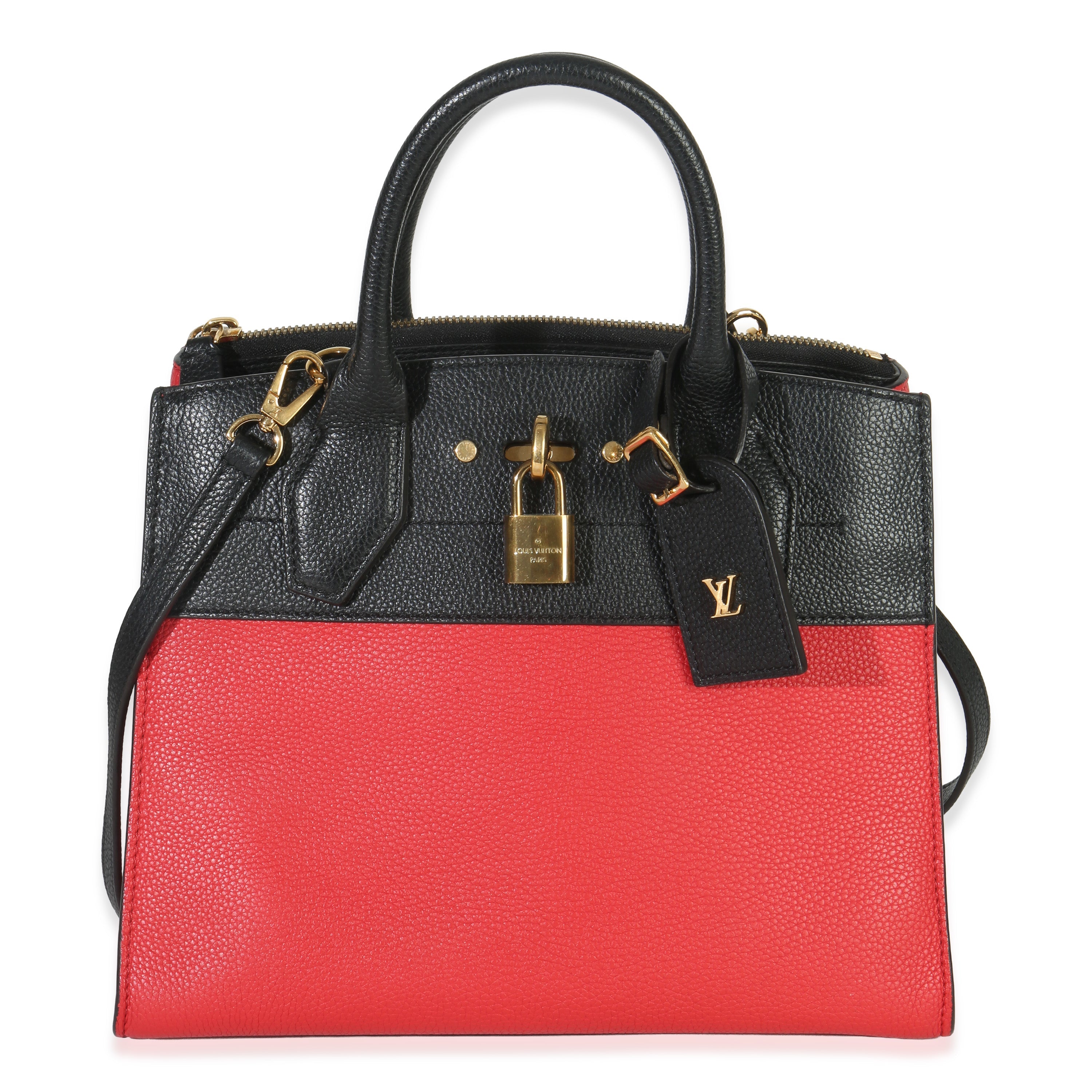 Louis Vuitton Black Red Taurillon City Steamer PM
