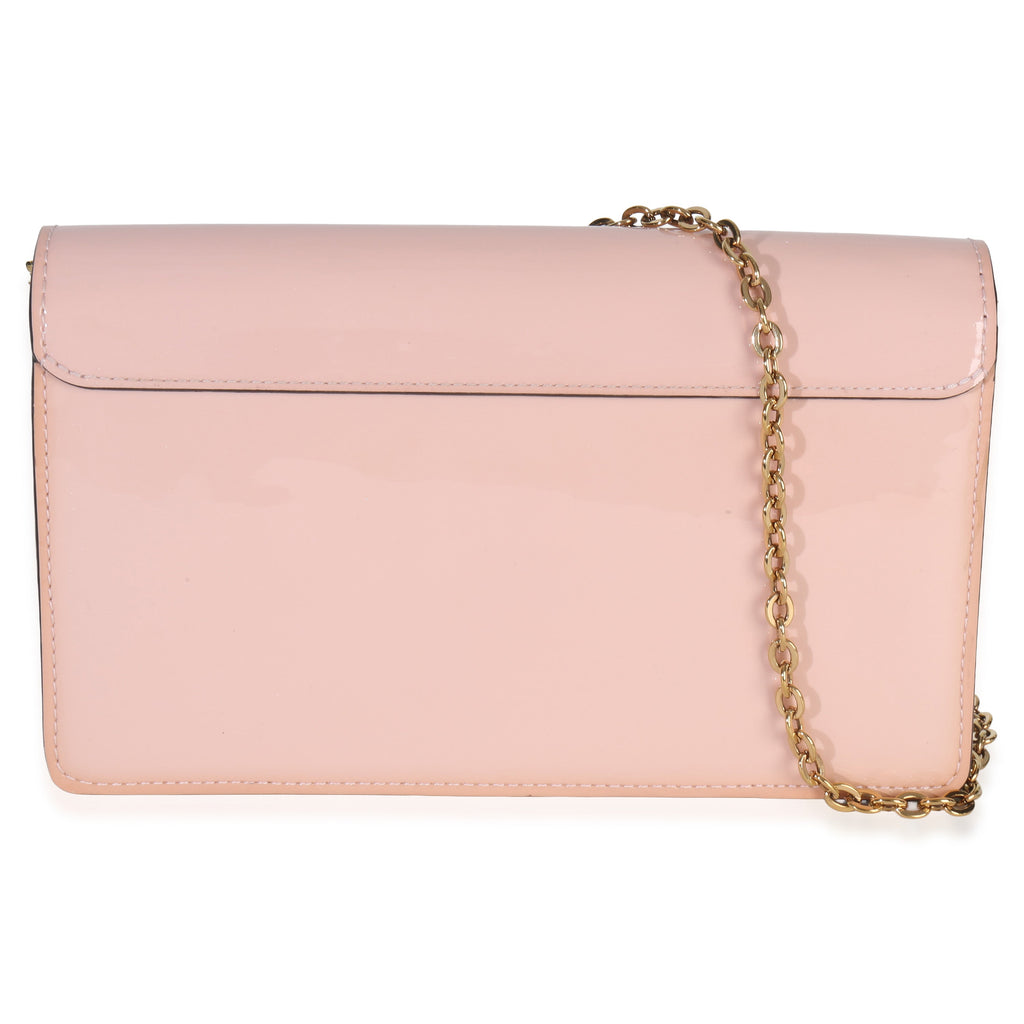 Louis Vuitton Rose Ballerine Monogram Vernis Cherrywood Chain Wallet
