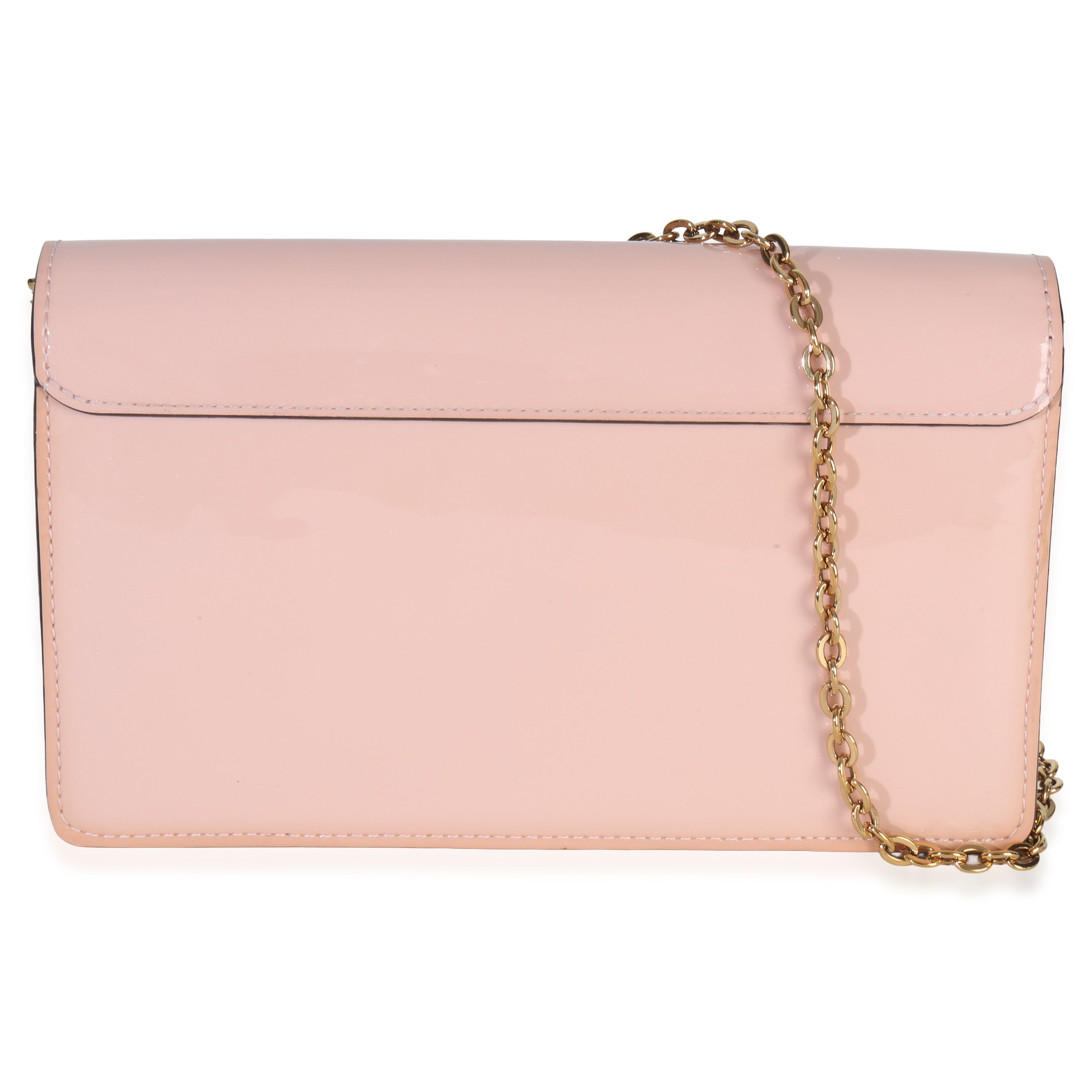 Louis Vuitton Rose Ballerine Monogram Vernis Cherrywood Chain Wallet