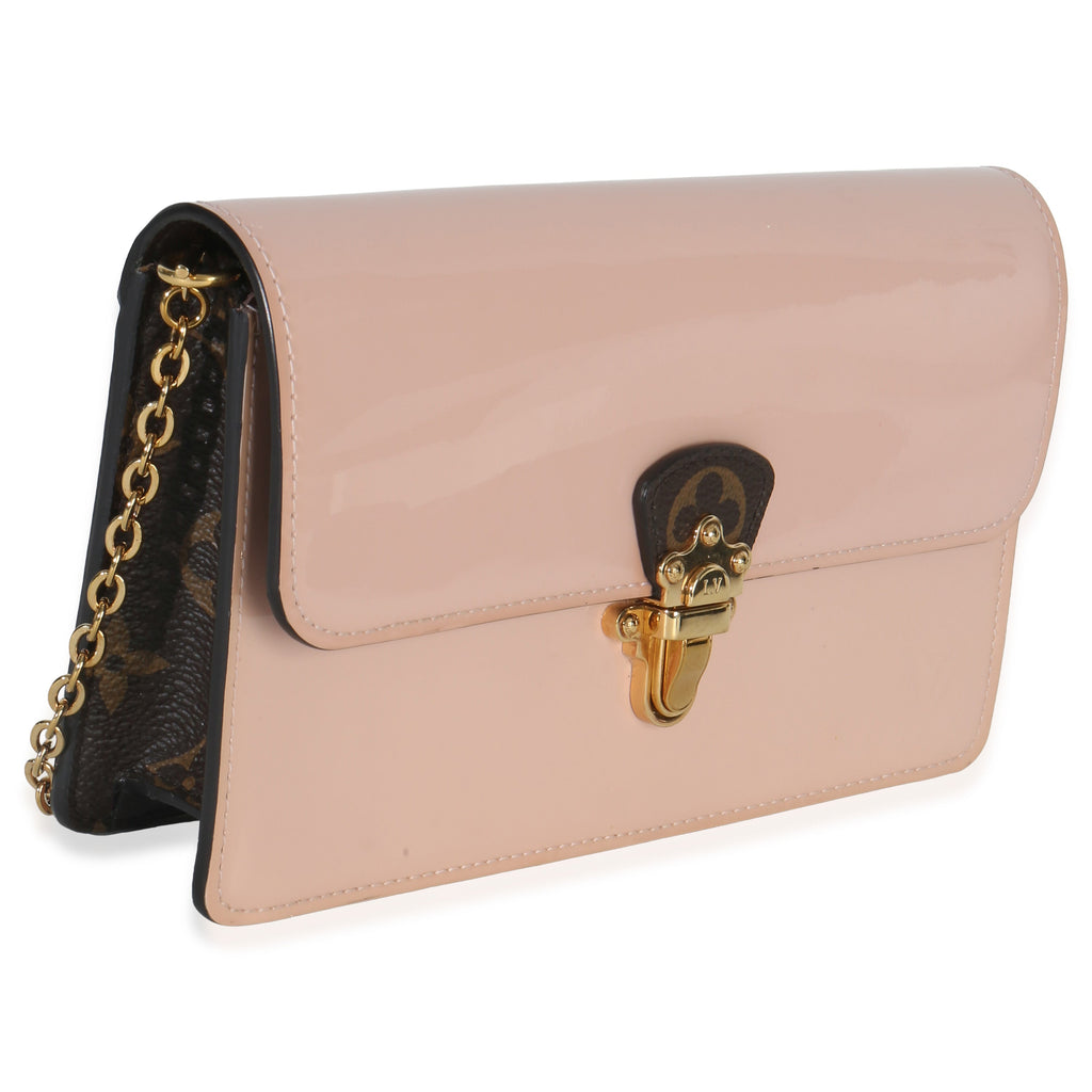 Louis Vuitton Rose Ballerine Monogram Vernis Cherrywood Chain Wallet