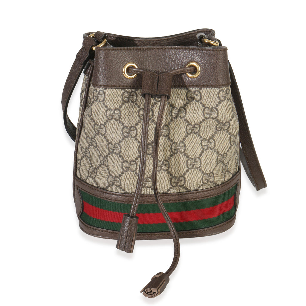Gucci Beige GG Supreme Canvas Ophidia Mini Bucket Bag