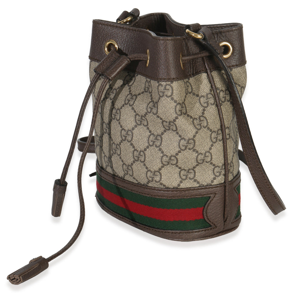 Gucci Beige GG Supreme Canvas Ophidia Mini Bucket Bag