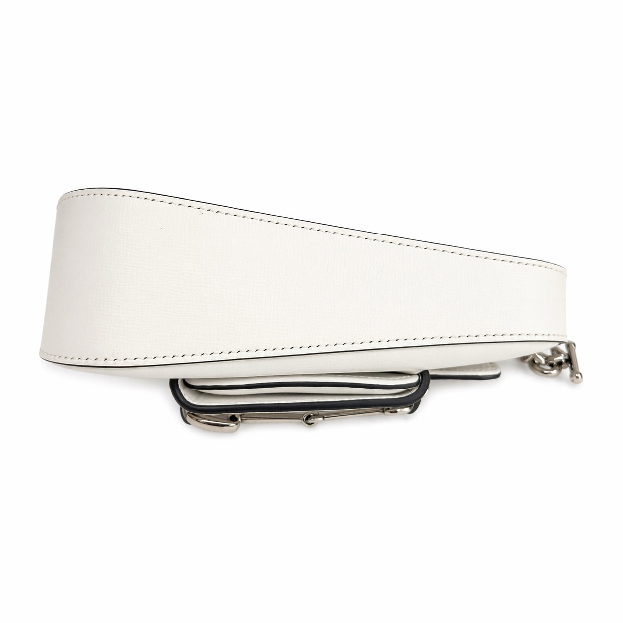 Gucci White Calfskin Mini Asymmetric Horsebit 1955 Shoulder Bag