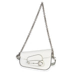 Gucci White Calfskin Mini Asymmetric Horsebit 1955 Shoulder Bag