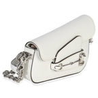 Gucci White Calfskin Mini Asymmetric Horsebit 1955 Shoulder Bag