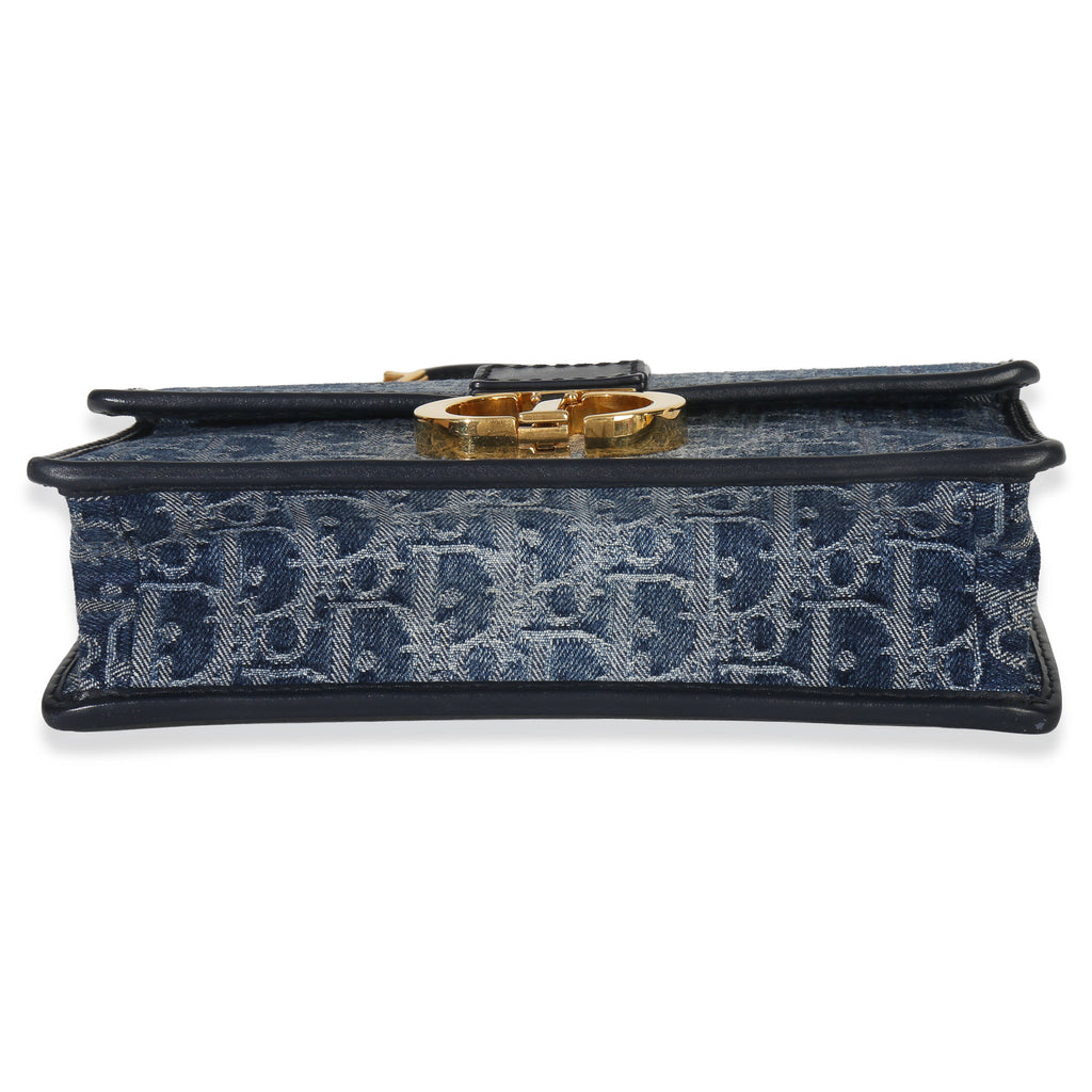 Christian Dior Blue Denim Oblique 30 Montaigne East West Chain Bag