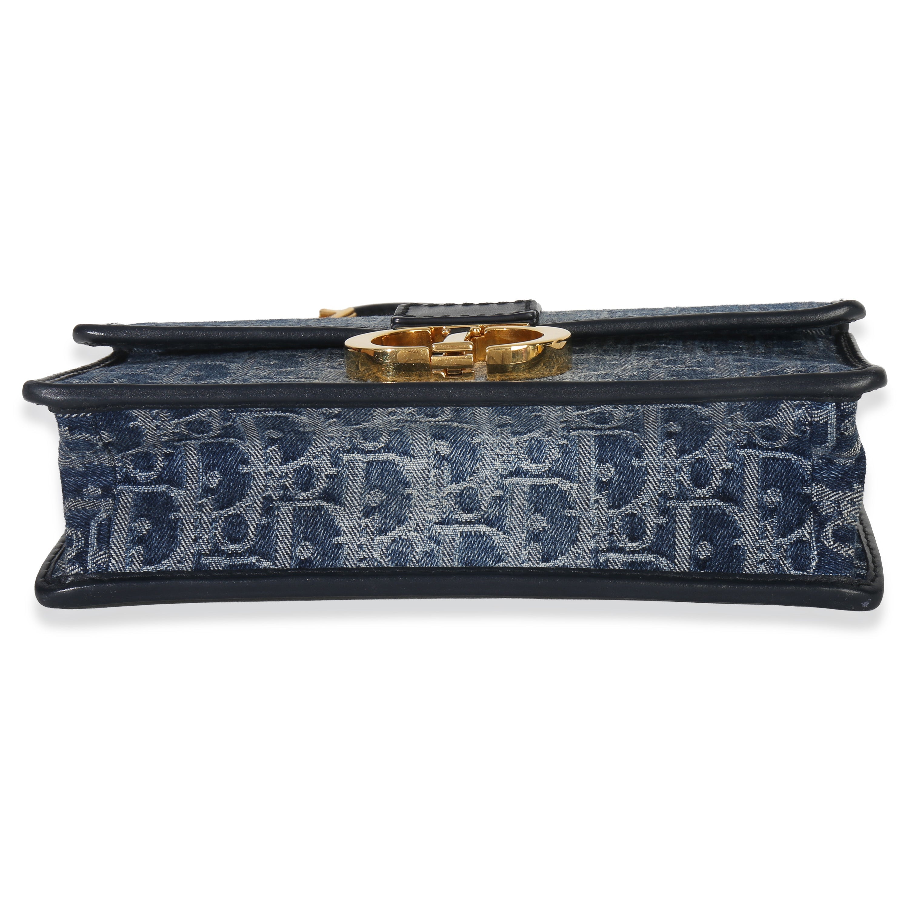 Christian Dior Blue Denim Oblique 30 Montaigne East West Chain Bag