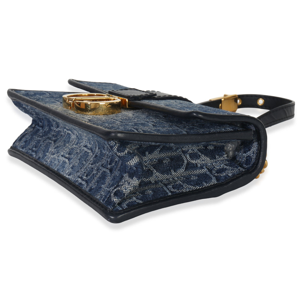 Christian Dior Blue Denim Oblique 30 Montaigne East West Chain Bag