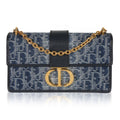 Christian Dior Blue Denim Oblique 30 Montaigne East West Chain Bag