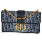 Christian Dior Blue Denim Oblique 30 Montaigne East West Chain Bag