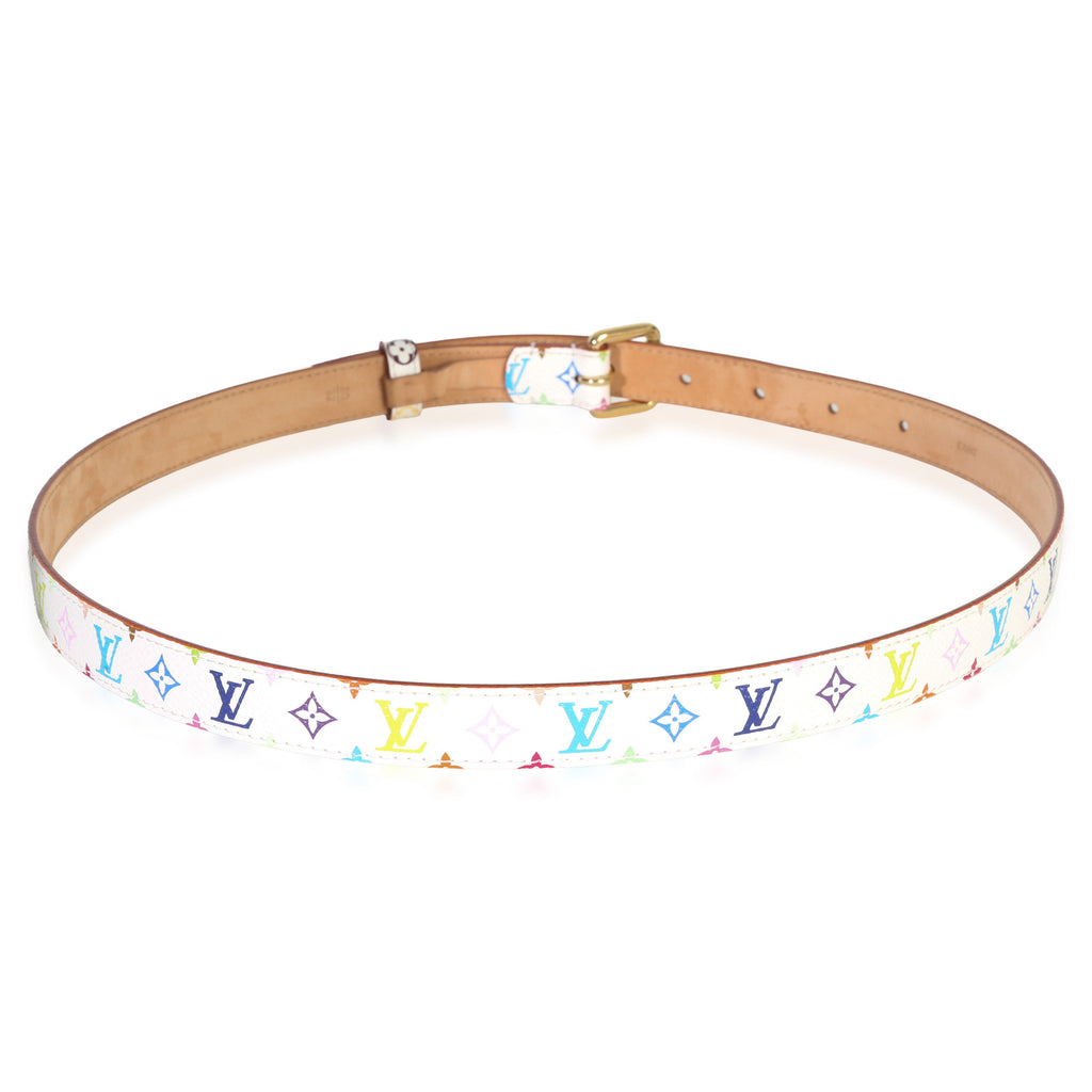 Louis Vuitton White Multicolore Monogram 30mm Belt 80/32
