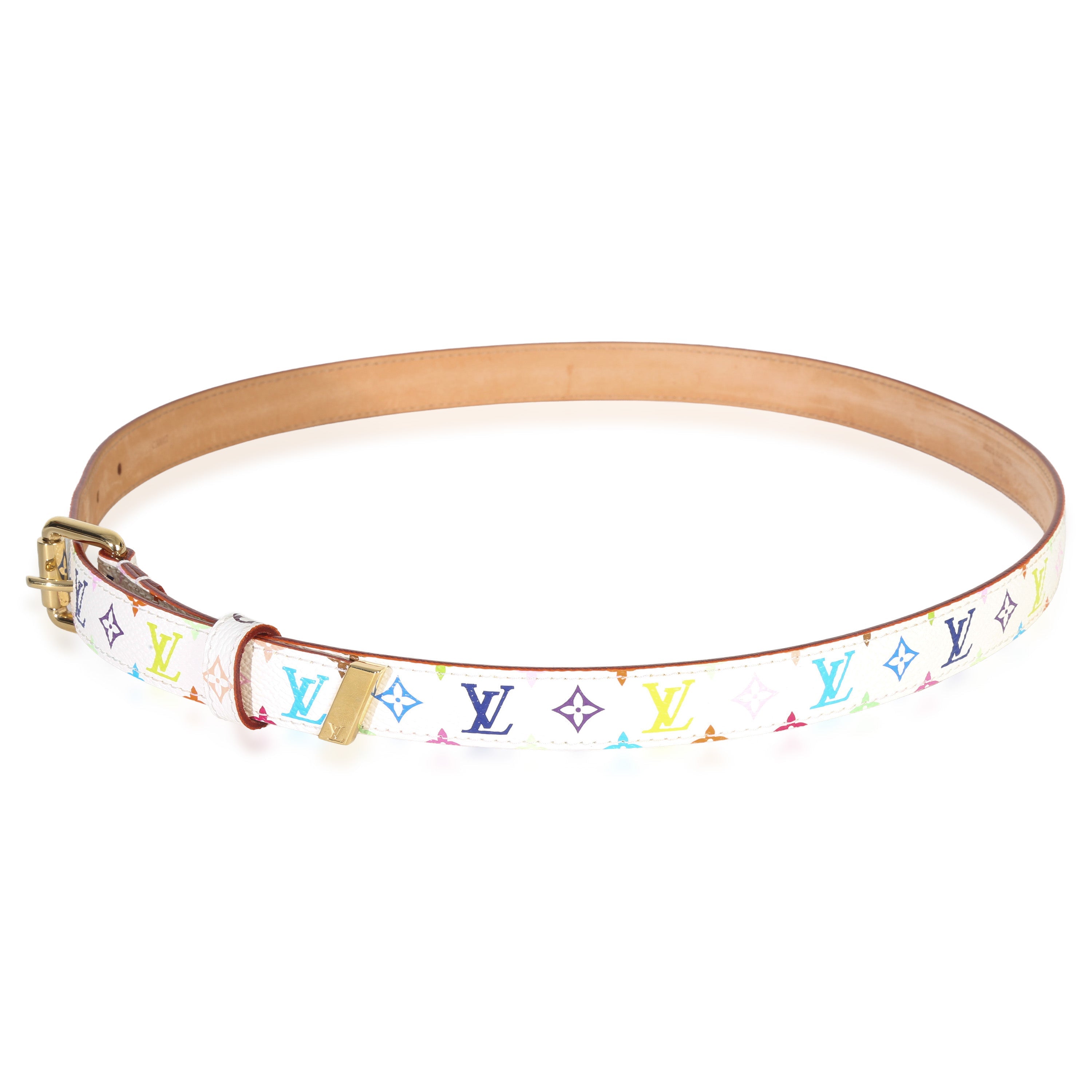 Louis Vuitton White Multicolore Monogram 30mm Belt 80/32