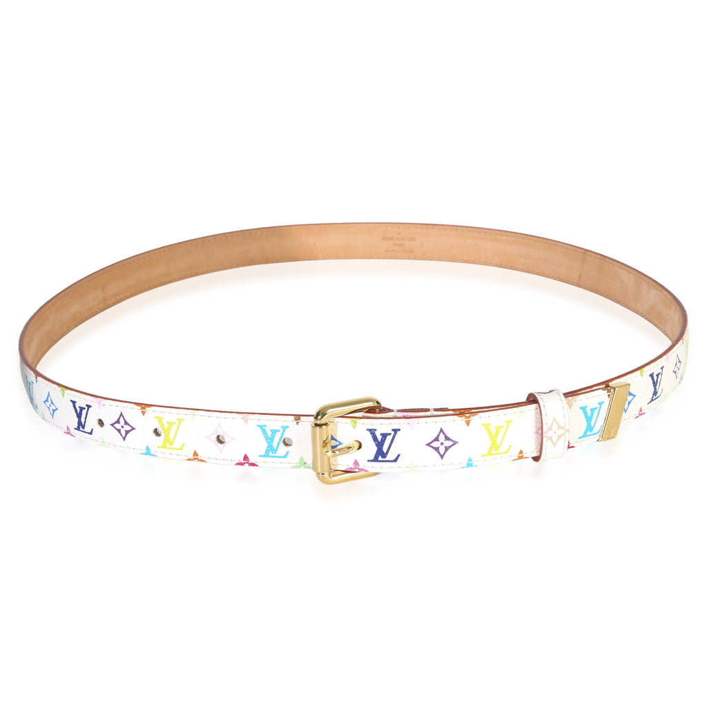 Louis Vuitton White Multicolore Monogram 30mm Belt 80/32