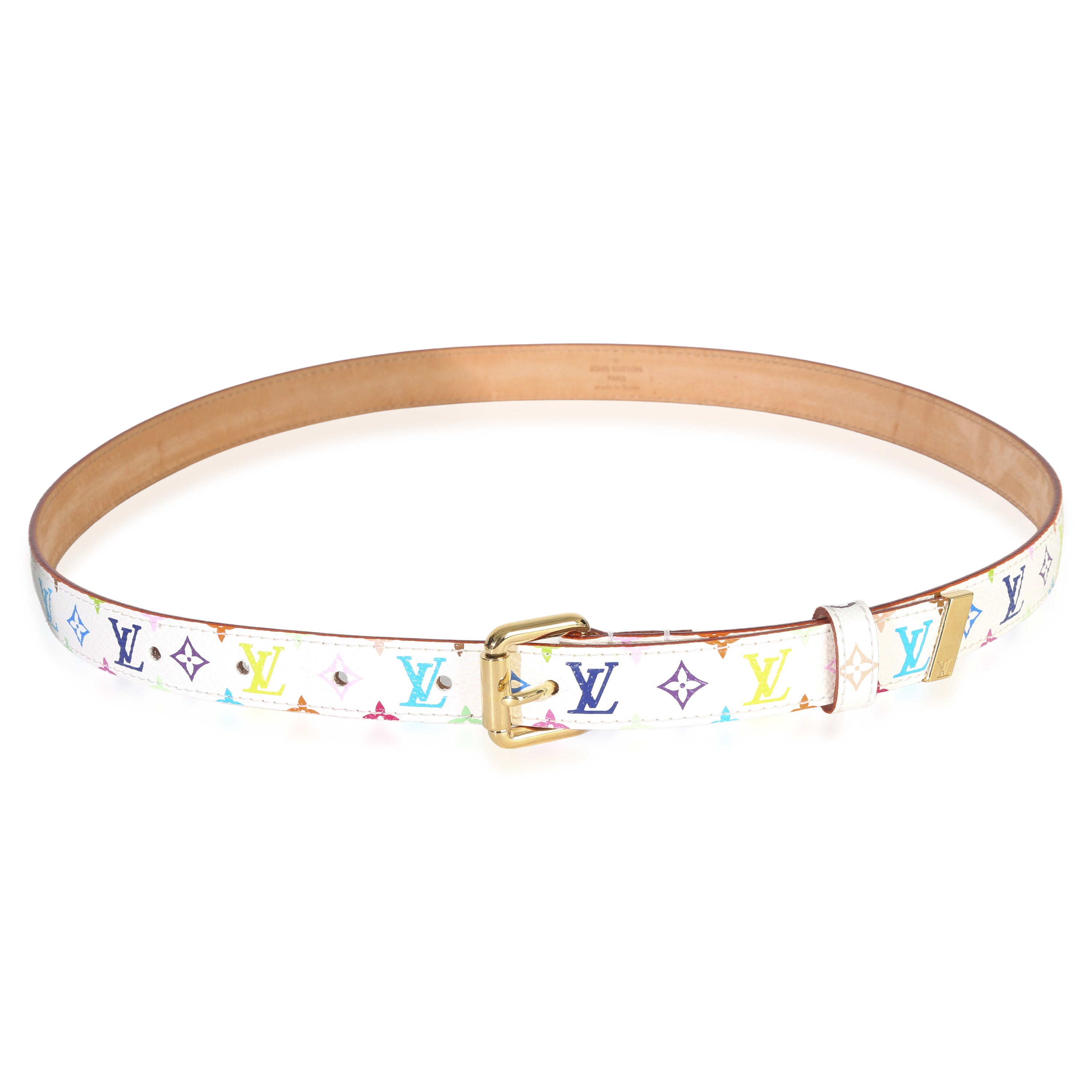 Louis Vuitton White Multicolore Monogram 30mm Belt 80/32